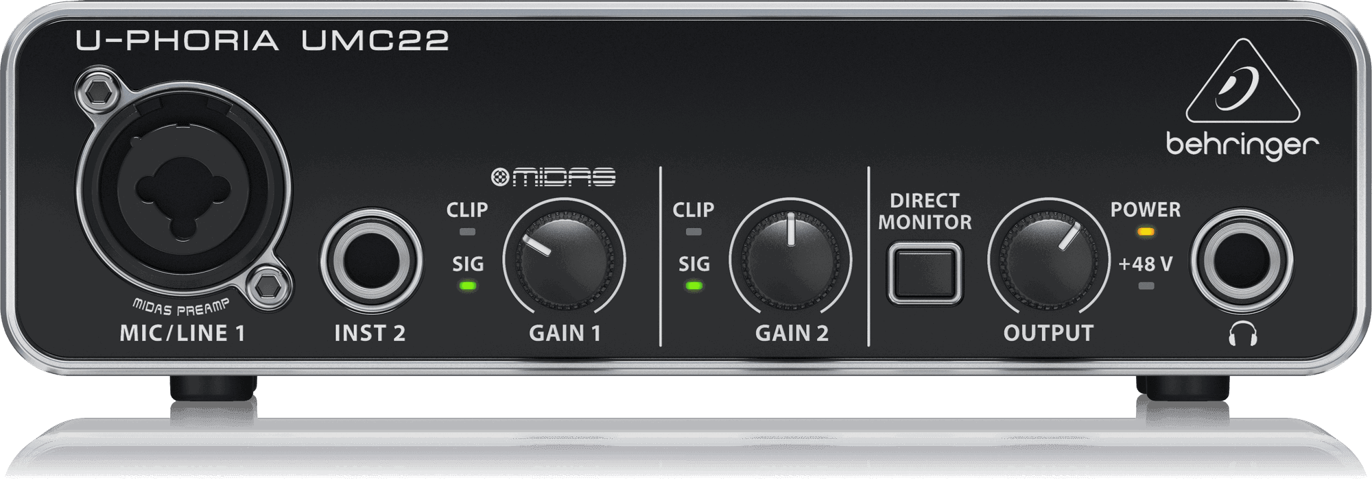 Behringer UMC22 Audiophile 2x2 USB Audio Interface with Midas Mic Preamplifier (UMC22 / UMC-22 / UMC 22) | BEHRINGER , Zoso Music