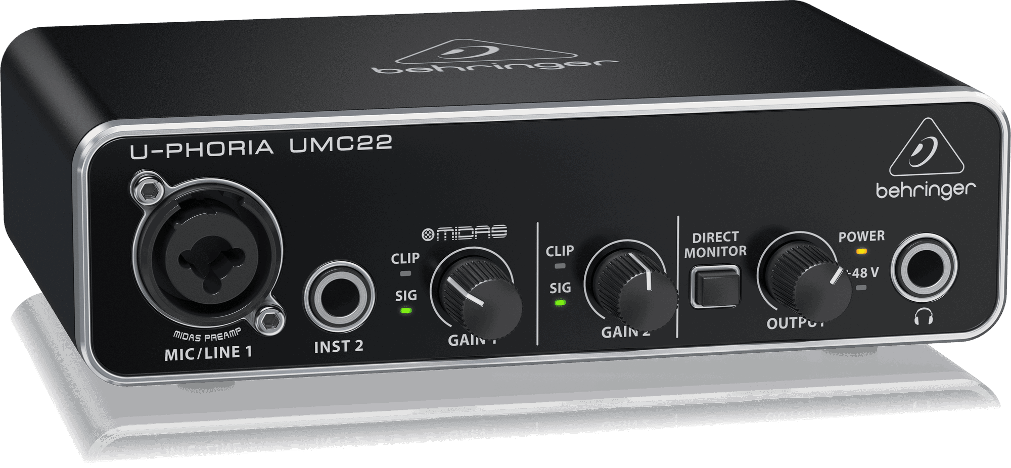 Behringer UMC22 Audiophile 2x2 USB Audio Interface with Midas Mic Preamplifier (UMC22 / UMC-22 / UMC 22) | BEHRINGER , Zoso Music
