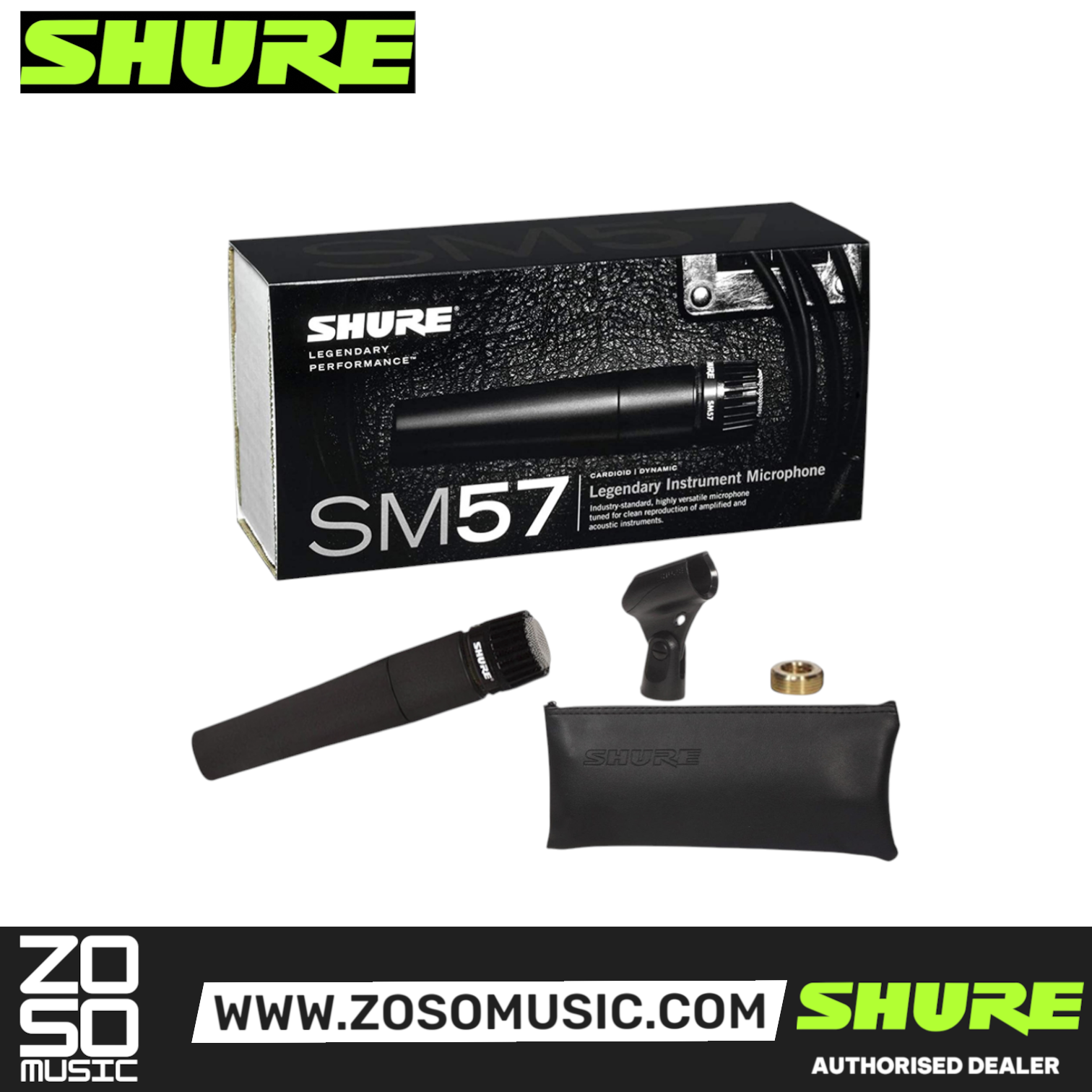 SHURE SM57-LC CARDIOID DYNAMIC / INSTRUMENT MICROPHONE FREE MIC CABLE & WINDSCREEN (SHU-SM57), SHURE, DYNAMIC MICROPHONE, shure-dynamic-microphone-sm57lc, ZOSO MUSIC SDN BHD