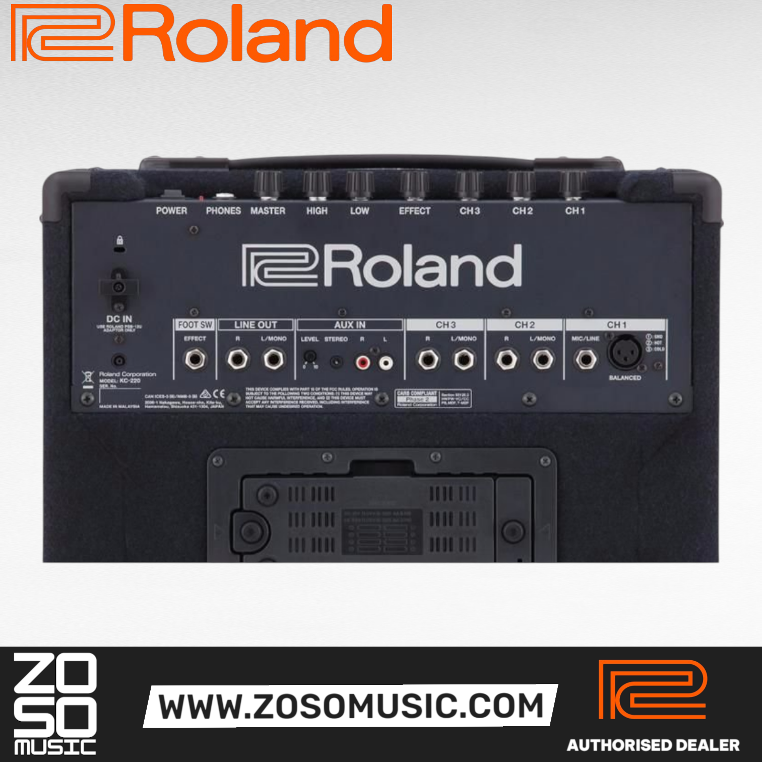 Roland KC-220 30-Watt 2x6.5 3-Channel Keyboard Amplifier (KC220), ROLAND, KEYBOARD AMPLIFIER, roland-keyboard-amplifier-kc-220, ZOSO MUSIC SDN BHD