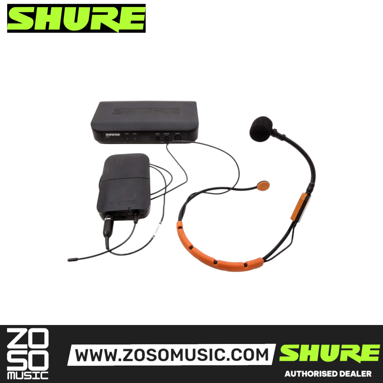 Shure BLX14/SM31 Wireless Fitness Headset System, BLX4 Receiver, BLX1 Bodypack Transmitter & SM31 Cardioid Condenser Microphone with Free Gator GM-1W Wireless Bag, SHURE, WIRELESS MICROPHONE SYSTEM, shure-wireless-microphone-system-blx14-sm31, ZOSO MUSIC SDN BHD