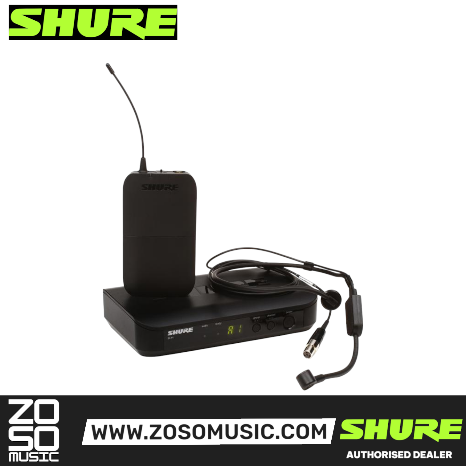 Shure BLX14/PGA31 Headworn Wireless System, BLX4 Receiver, BLX1 Bodypack Transmitter & PGA31 Cardioid Condenser Headworn Mic and Windscreen, SHURE, WIRELESS MICROPHONE SYSTEM, shure-wireless-microphone-system-blx14-pga31, ZOSO MUSIC SDN BHD