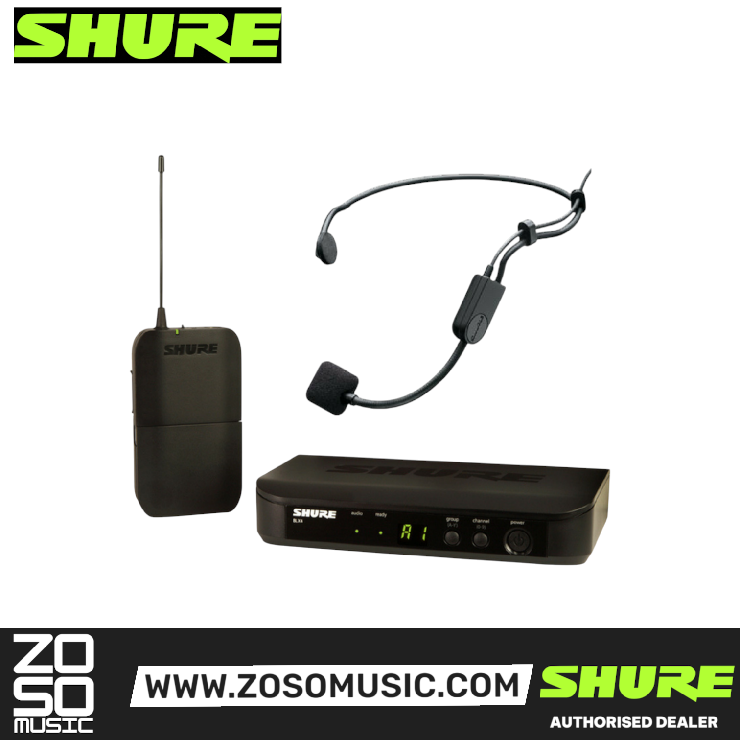Shure BLX14/PGA31 Headworn Wireless System, BLX4 Receiver, BLX1 Bodypack Transmitter & PGA31 Cardioid Condenser Headworn Mic and Windscreen, SHURE, WIRELESS MICROPHONE SYSTEM, shure-wireless-microphone-system-blx14-pga31, ZOSO MUSIC SDN BHD