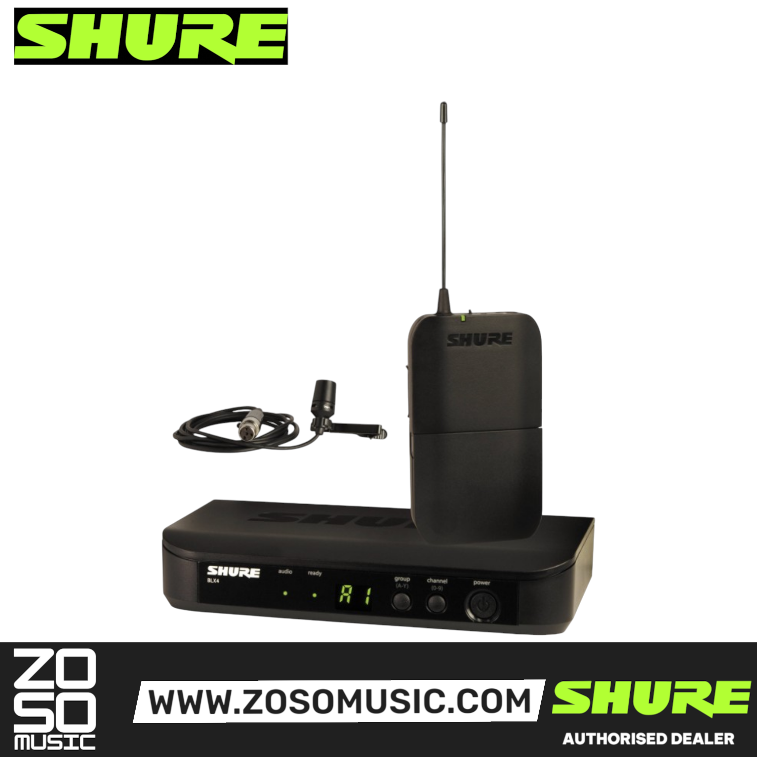 Shure BLX14/CVL Wireless Lavalier Microphone System, BLX4 Receiver, BLX1 Bodypack Transmitter & CVL Cardioid Condenser Lavalier Mic with Free Gator GM-1W Wireless Bag, SHURE, WIRELESS MICROPHONE SYSTEM, shure-wireless-microphone-system-blx14-cvl, ZOSO MUSIC SDN BHD