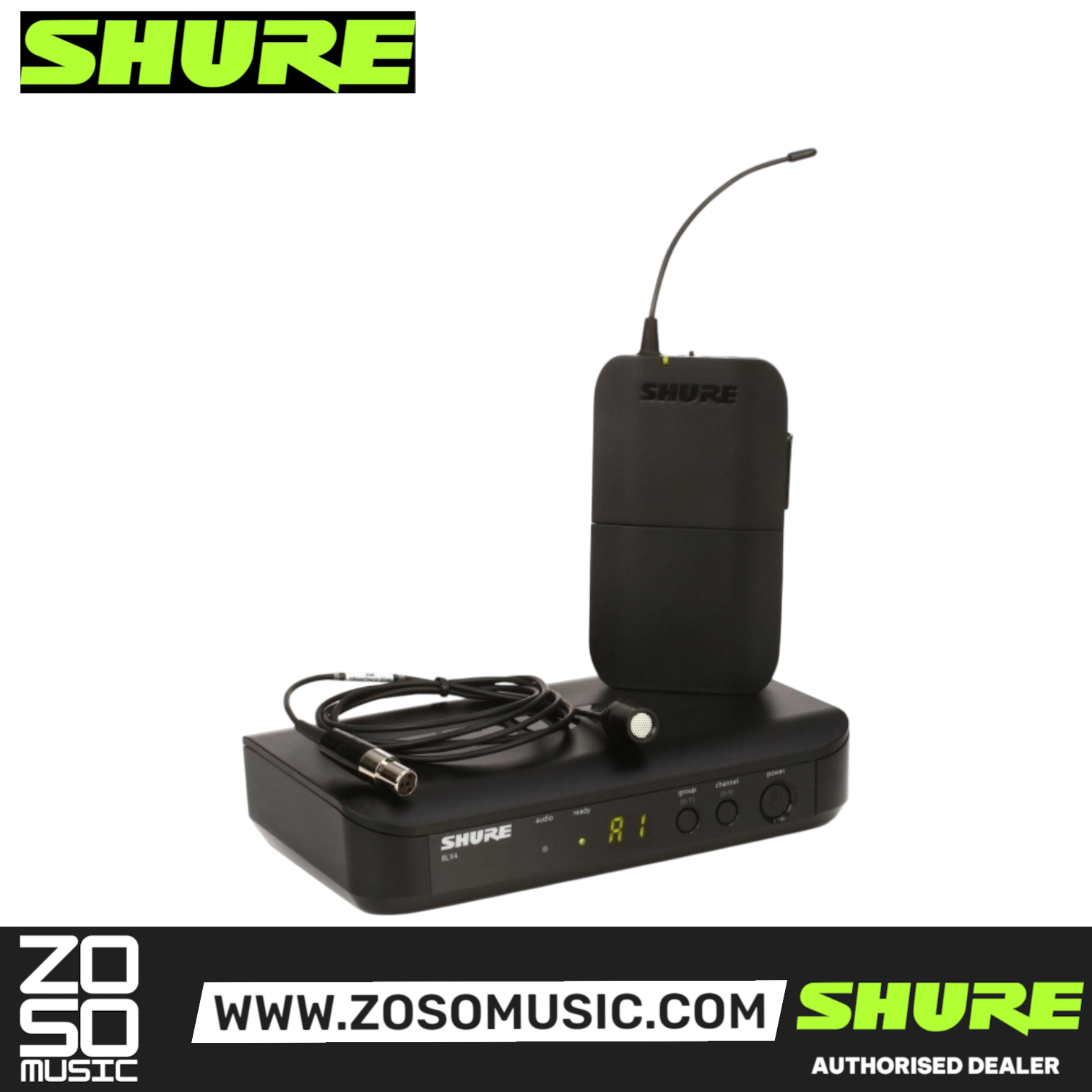 Shure BLX14/CVL Wireless Lavalier Microphone System, BLX4 Receiver, BLX1 Bodypack Transmitter & CVL Cardioid Condenser Lavalier Mic with Free Gator GM-1W Wireless Bag, SHURE, WIRELESS MICROPHONE SYSTEM, shure-wireless-microphone-system-blx14-cvl, ZOSO MUSIC SDN BHD