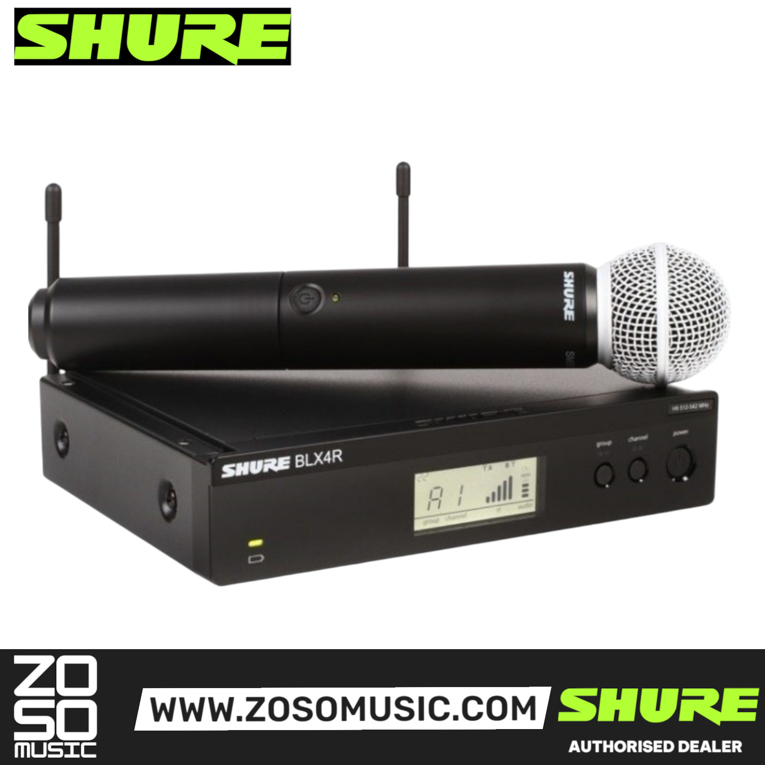 Shure BLX24R/SM58 Handheld Wireless System, BLX4R Wireless Transmitter & BLX2/SM58 Handheld Transmitter with Free Gator GM-1W Wireless Bag, SHURE, WIRELESS MICROPHONE SYSTEM, shure-wireless-microphone-system-blx24r-sm58, ZOSO MUSIC SDN BHD