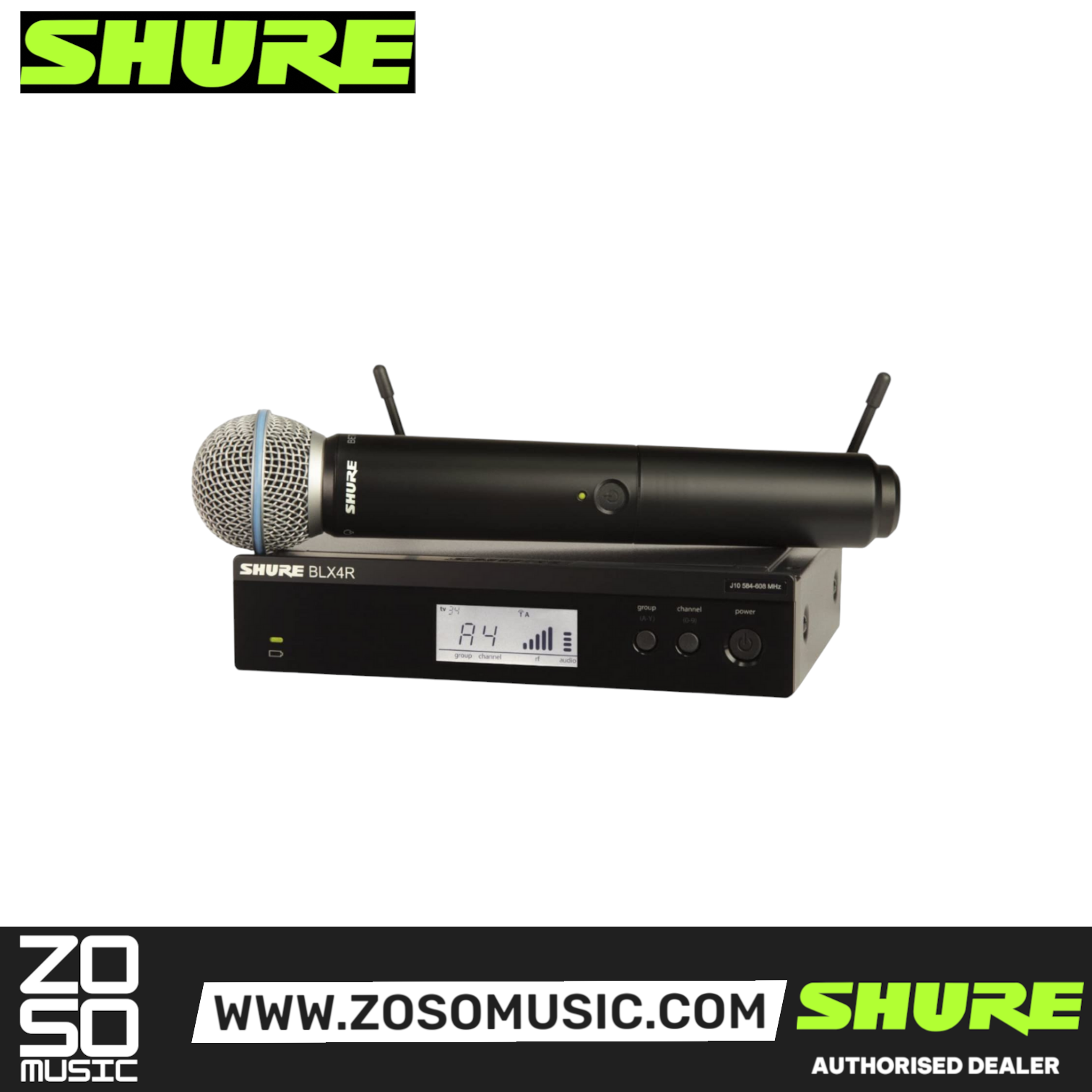 Shure BLX24R/B58 Handheld Wireless System, BLX4R Wireless Transmitter & BLX2/B58 Handheld Transmitter with Free Gator GM-1W Wireless Bag, SHURE, WIRELESS MICROPHONE SYSTEM, shure-wireless-microphone-system-blx24r-beta58, ZOSO MUSIC SDN BHD