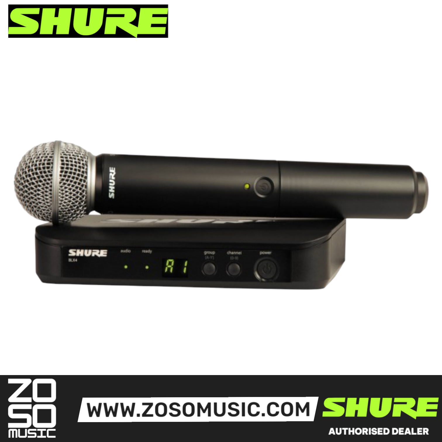 Shure BLX24/SM58 Handheld Wireless System, BLX4 Receiver & BLX2/SM58 Handheld Transmitter with Free Gator GM-1W Wireless Bag, SHURE, WIRELESS MICROPHONE SYSTEM, shure-wireless-microphone-system-blx24-sm5, ZOSO MUSIC SDN BHD