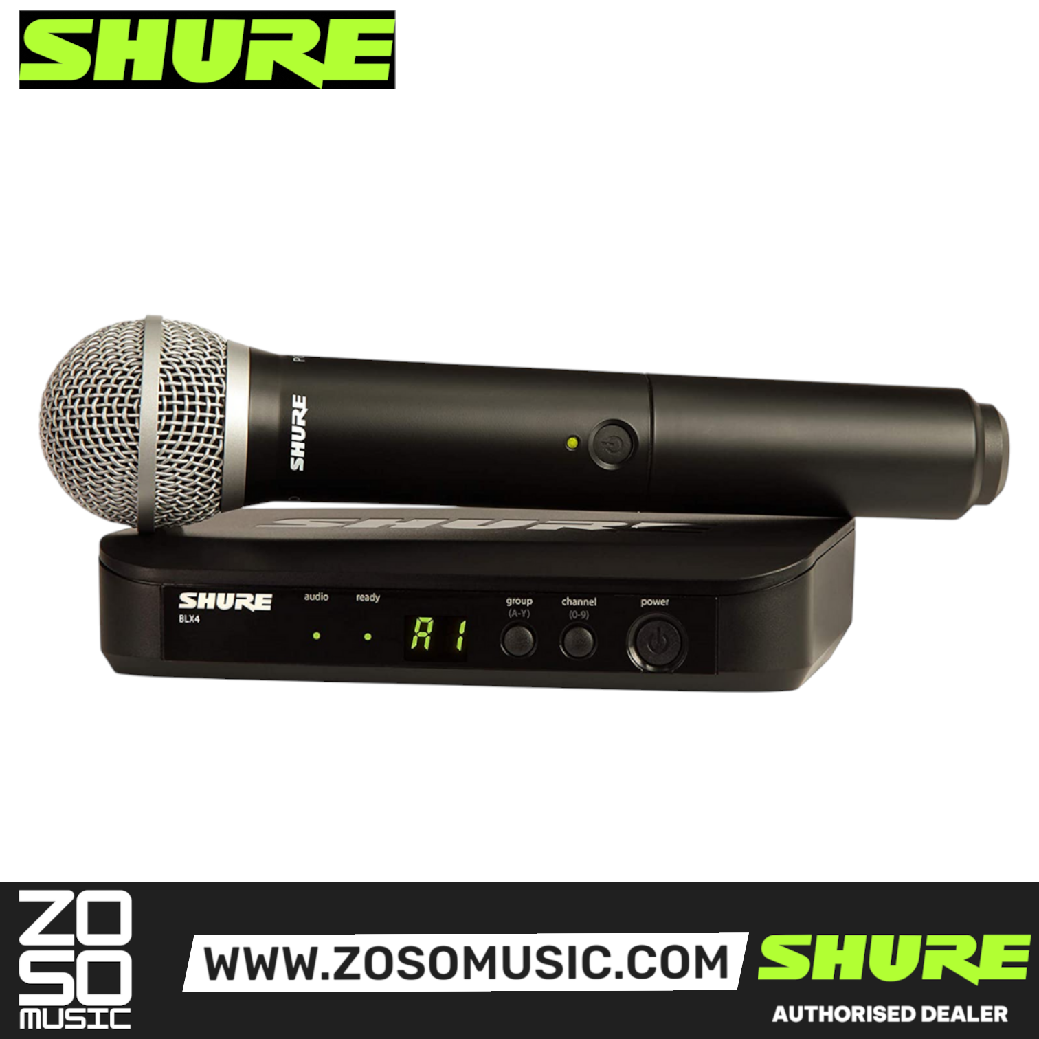 Shure BLX24/PG58 Wireless Handheld Microphone System, BLX4 Receiver & BLX2/PG58 Handheld Transmitter with Free Gator GM-1W Wireless Bag, SHURE, WIRELESS MICROPHONE SYSTEM, shure-wireless-microphone-system-blx24-pg58, ZOSO MUSIC SDN BHD