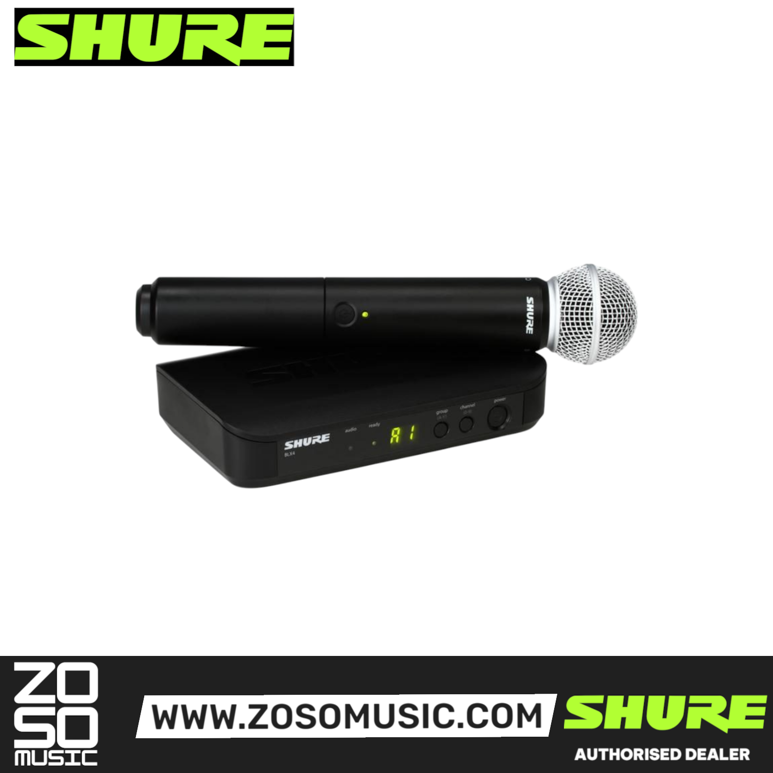 Shure BLX24/PG58 Wireless Handheld Microphone System, BLX4 Receiver & BLX2/PG58 Handheld Transmitter with Free Gator GM-1W Wireless Bag, SHURE, WIRELESS MICROPHONE SYSTEM, shure-wireless-microphone-system-blx24-pg58, ZOSO MUSIC SDN BHD