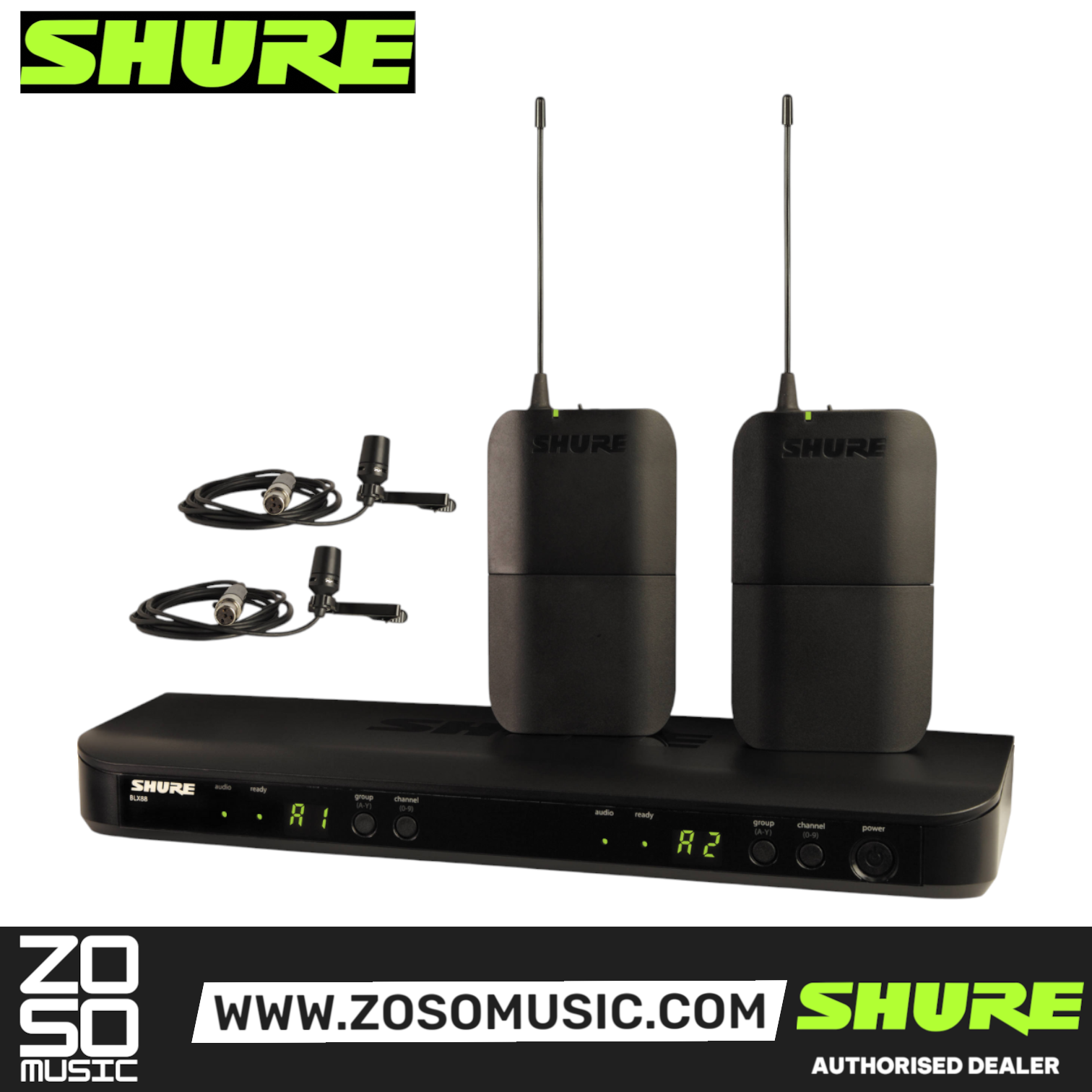 Shure BLX188/CVL Dual Channel Lavalier Wireless System, BLX88 Dual-Channel Wireless Receiver, BLX1 Bodypack Transmitter & CVL Lavalier Microphone with Free Gator GM-1W Wireless Bag, SHURE, WIRELESS MICROPHONE SYSTEM, shure-wireless-microphone-system-blx188-cvl, ZOSO MUSIC SDN BHD