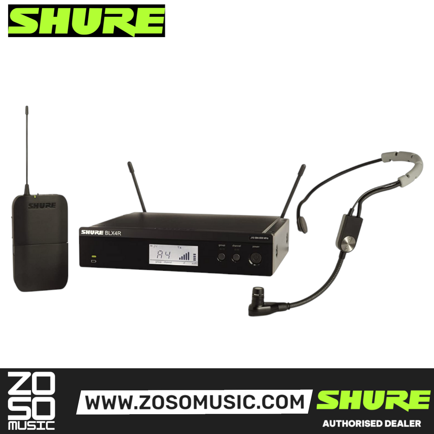 Shure BLX14R/SM35 Headworn Wireless System, BLX4R Wireless Receiver, BLX1 Bodypack Transmitter & SM35 Headset Microphone with Free Gator GM-1W Wireless Bag, SHURE, WIRELESS MICROPHONE SYSTEM, shure-wireless-microphone-system-blx14r-sm35, ZOSO MUSIC SDN BHD