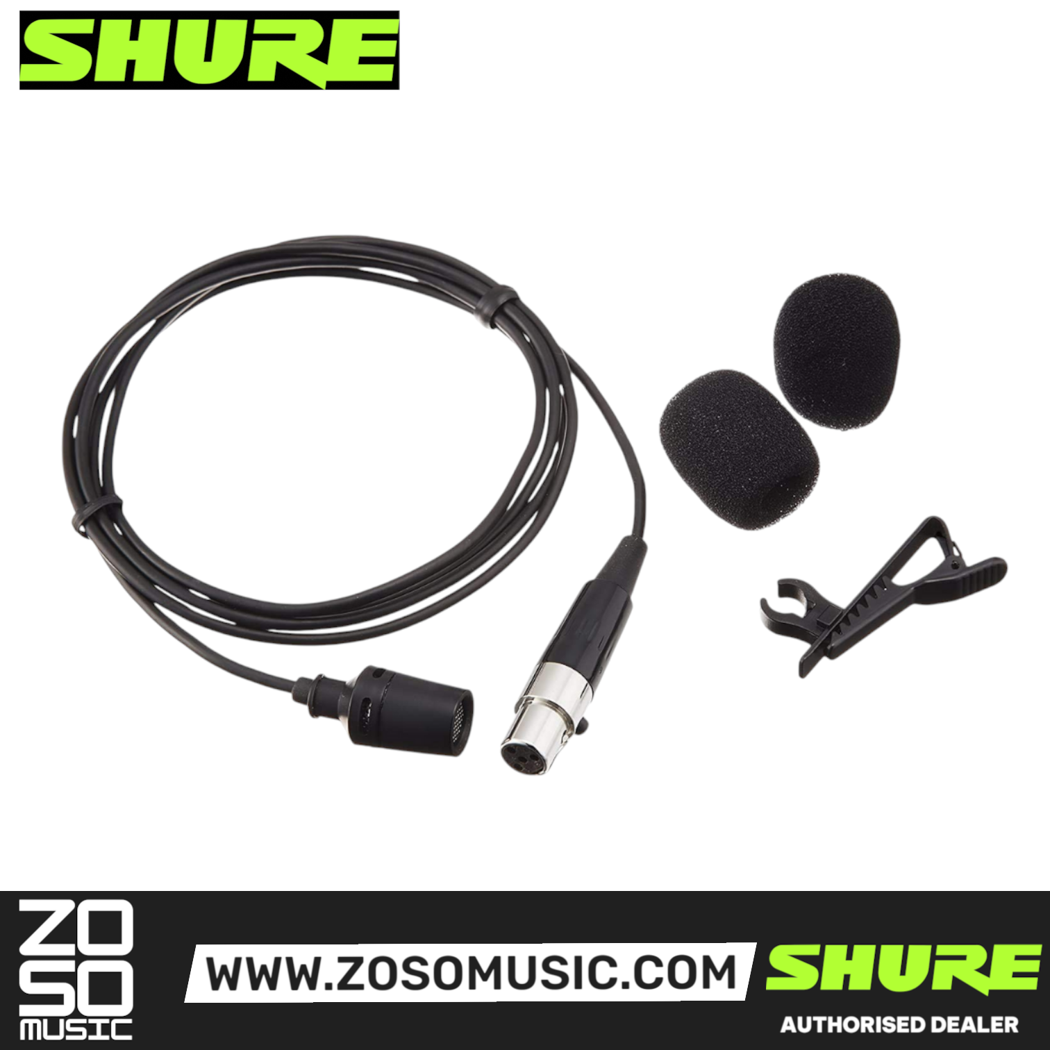Shure CVL-B/C-TQG Lavalier Microphone for Shure Wireless (CVL-TQG), SHURE, WIRELESS MICROPHONE SYSTEM, shure-wireless-microphone-system-cvl-b-c-tqg, ZOSO MUSIC SDN BHD