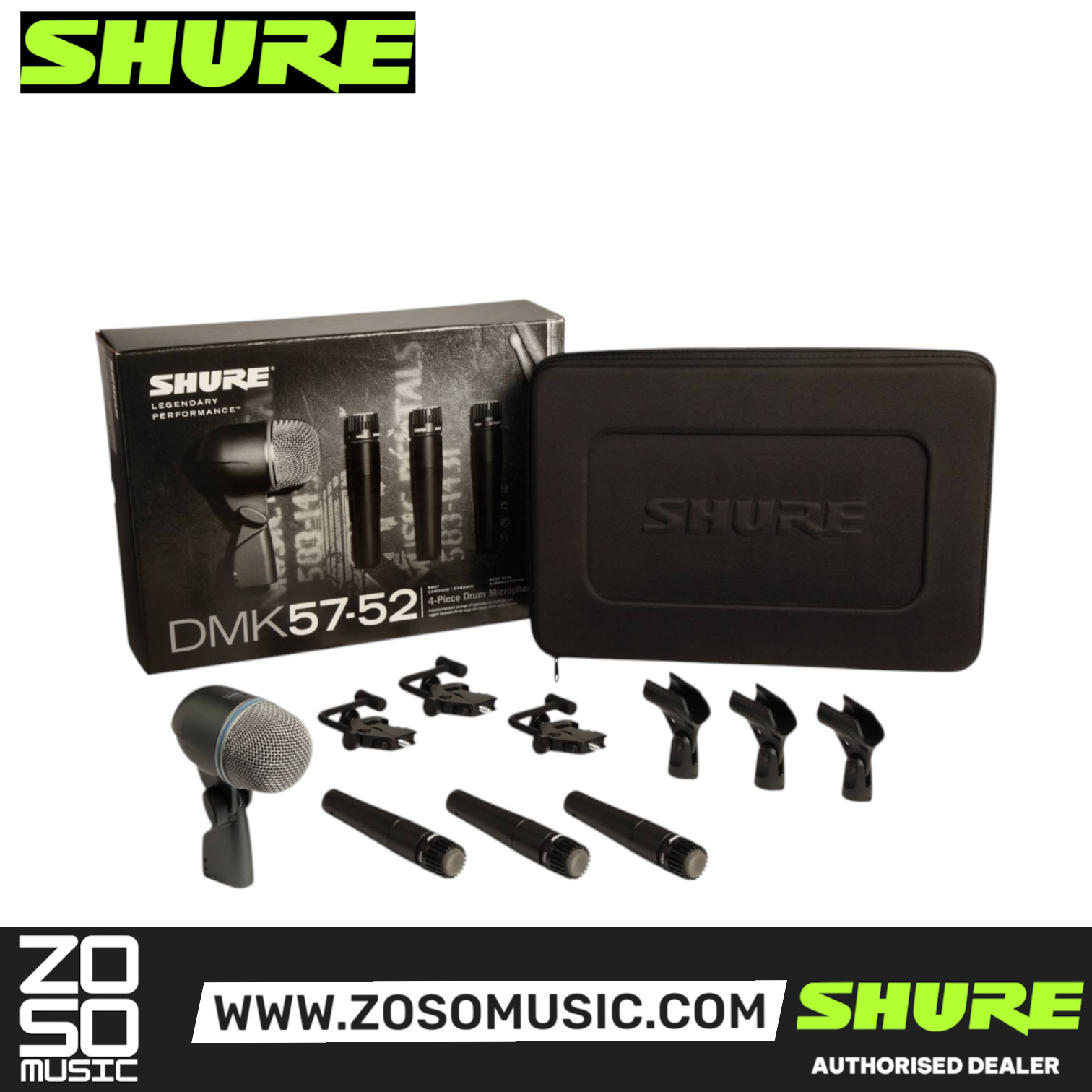 Shure DMK57-52 Drum Microphone Kit (DMK57 52), SHURE, INSTRUMENT MICROPHONE, shure-instrument-microphone-dmk57-52, ZOSO MUSIC SDN BHD