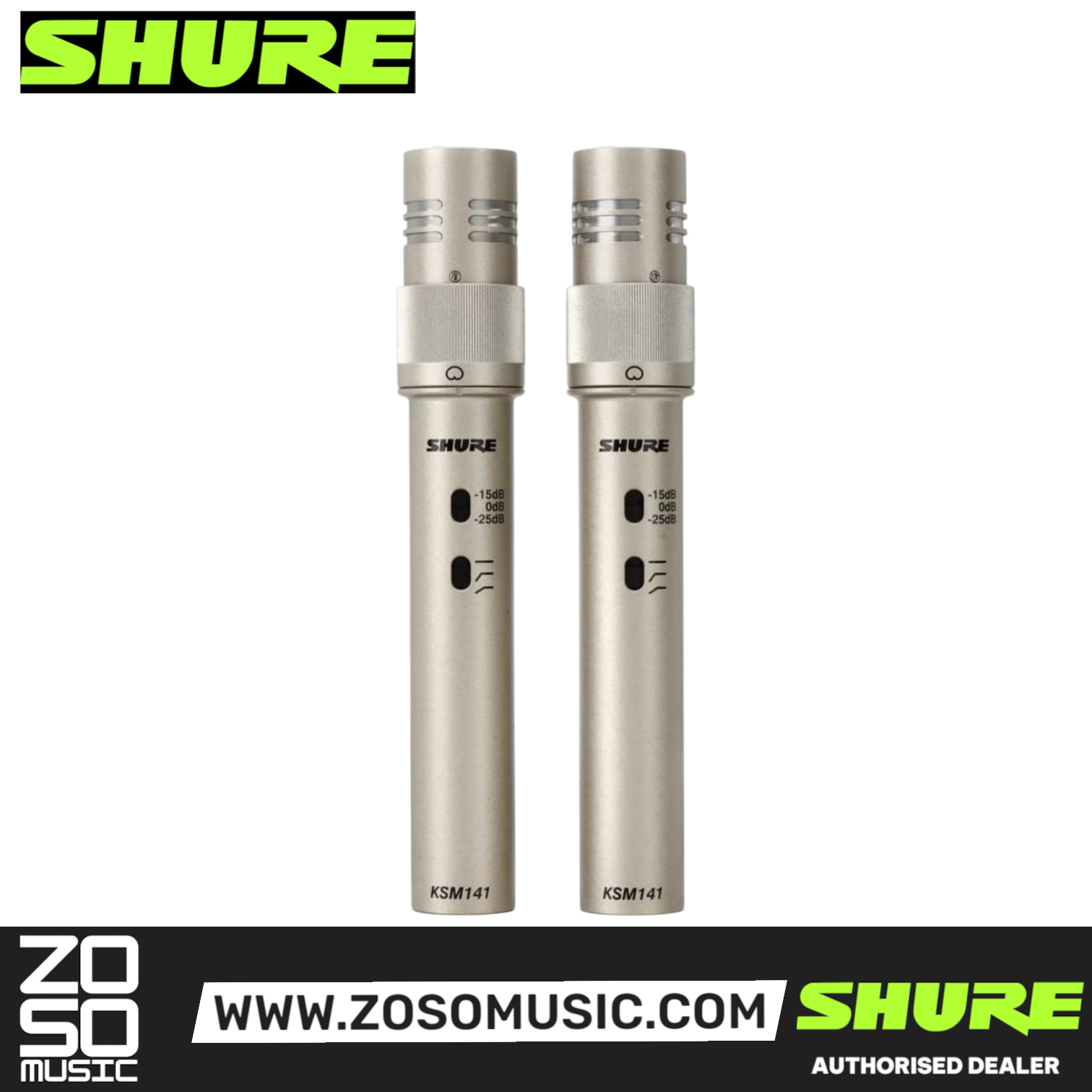Shure KSM141/SL STEREO Condenser Microphone - Stereo Pair (KSM141-SL / KSM141SL / KSM141 SL), SHURE, MICROPHONE, shure-microphone-ksm141-slstereo, ZOSO MUSIC SDN BHD