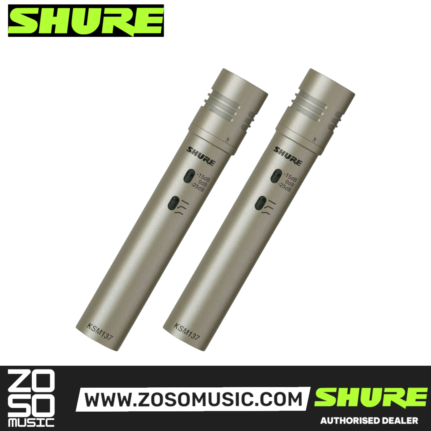 Shure KSM137/SL STEREO Cardioid Condenser Instrument Microphone - Stereo Pair (KSM137-SL / KSM137SL / KSM137 SL), SHURE, MICROPHONE, shure-microphone-ksm137-slstereo, ZOSO MUSIC SDN BHD
