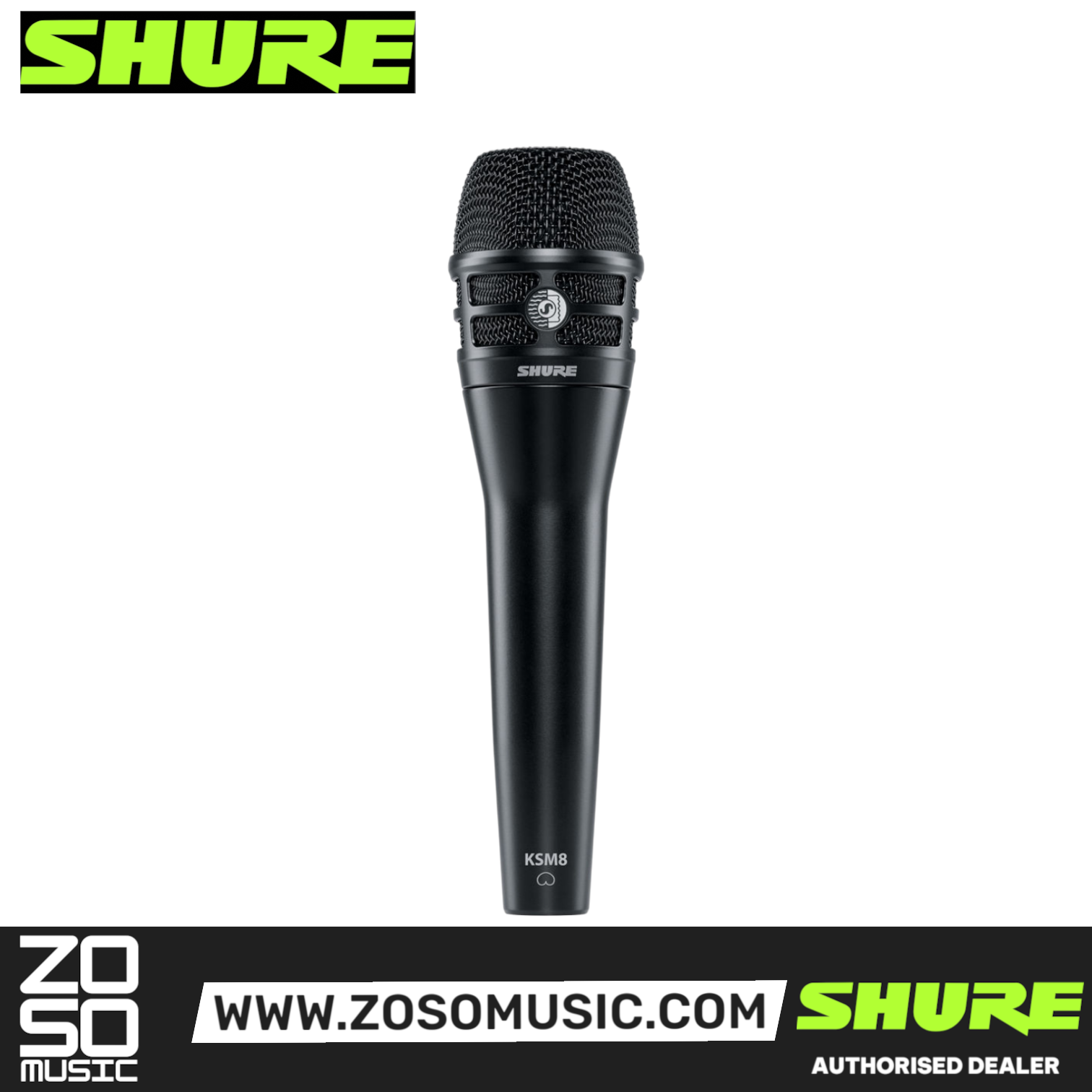 Shure KSM8/B Dualdyne Cardioid Handheld Dynamic Microphone - Black (KSM8-B / KSM8B / KSM8 B), SHURE, MICROPHONE, shure-microphone-ksm8-b, ZOSO MUSIC SDN BHD