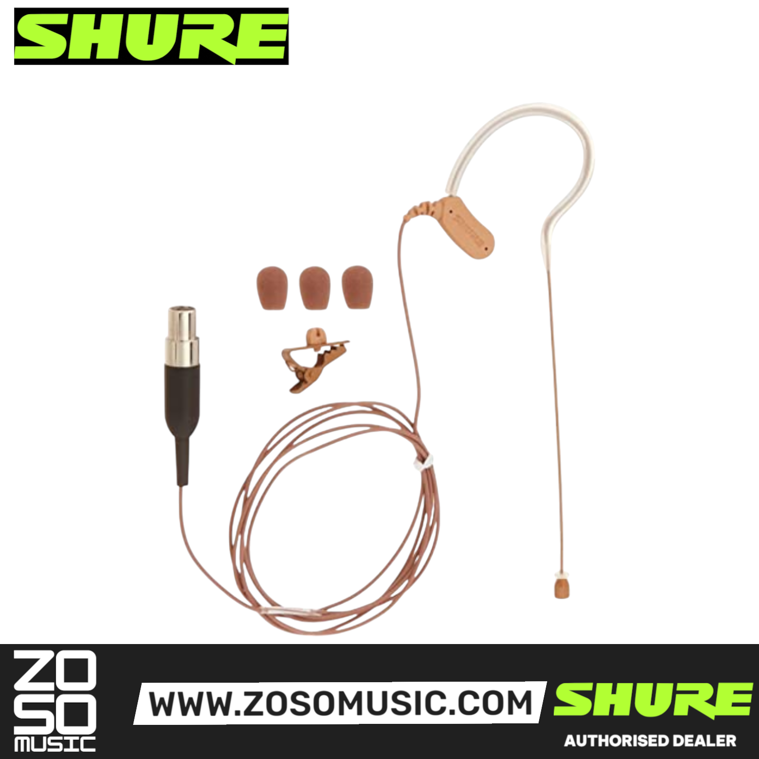 Shure MX153C/O Omnidirectional Earset Microphone for Shure Wireless - Cocoa, SHURE, WIRELESS MICROPHONE SYSTEM, shure-wireless-microphone-system-mx153c-o-tqg, ZOSO MUSIC SDN BHD