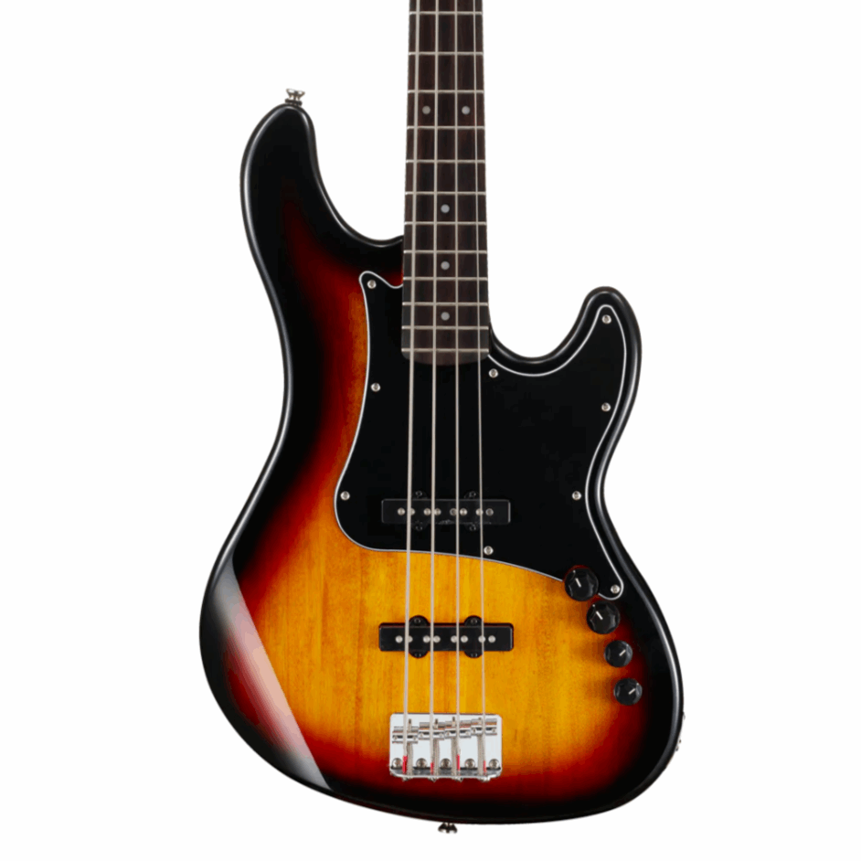Cort GB34JJ 4-String Bass Guitar with Bag - 3-Tone Sunburst