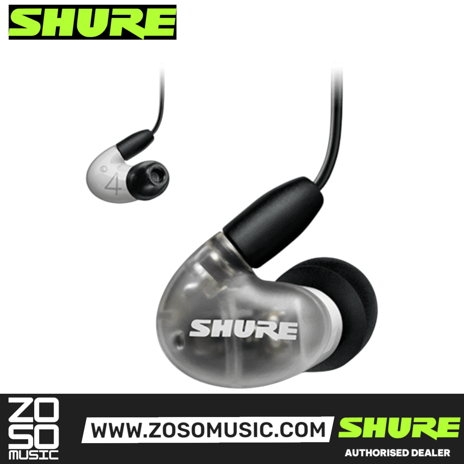 Shure AONIC 4 Sound Isolating Earphones - White (SE42HYW+UNI), SHURE, IN-EAR MONITOR, shure-in-ear-monitor-se42hyw-uni-a, ZOSO MUSIC SDN BHD