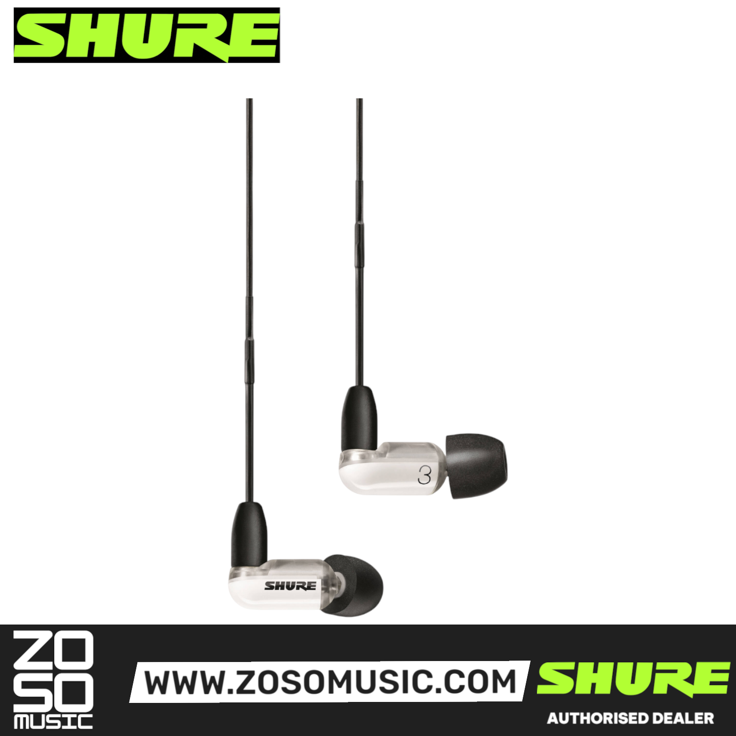 Shure AONIC 3 Sound Isolating Earphones - White (SE31BAWUNI), SHURE, IN-EAR MONITOR, shure-in-ear-monitor-se31bawuni-a, ZOSO MUSIC SDN BHD