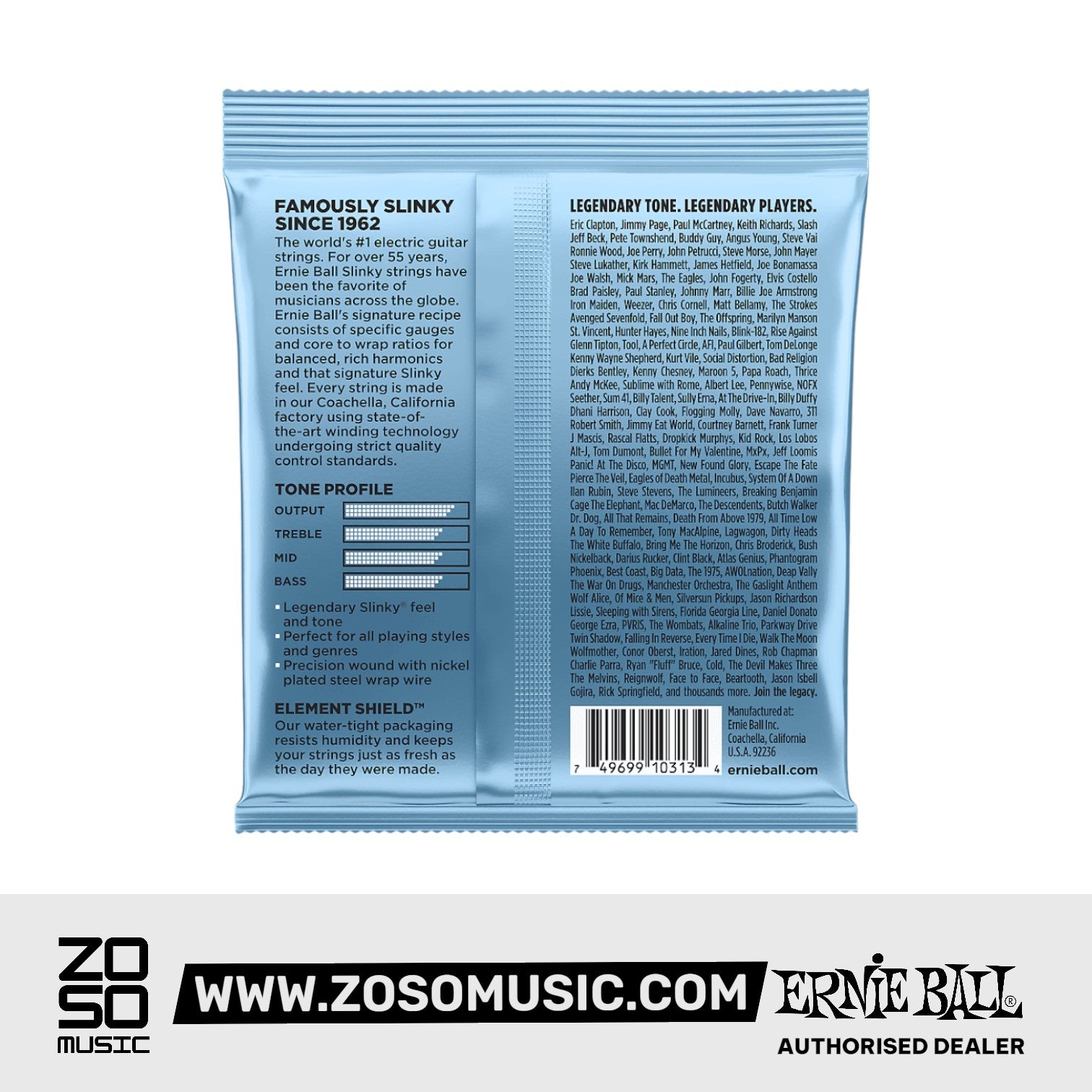 ERNIE BALL 2212 SLINKY ELECTRIC GUITAR STRINGS -9.5-44 PRIMO SLINKY | ERNIE BALL , Zoso Music