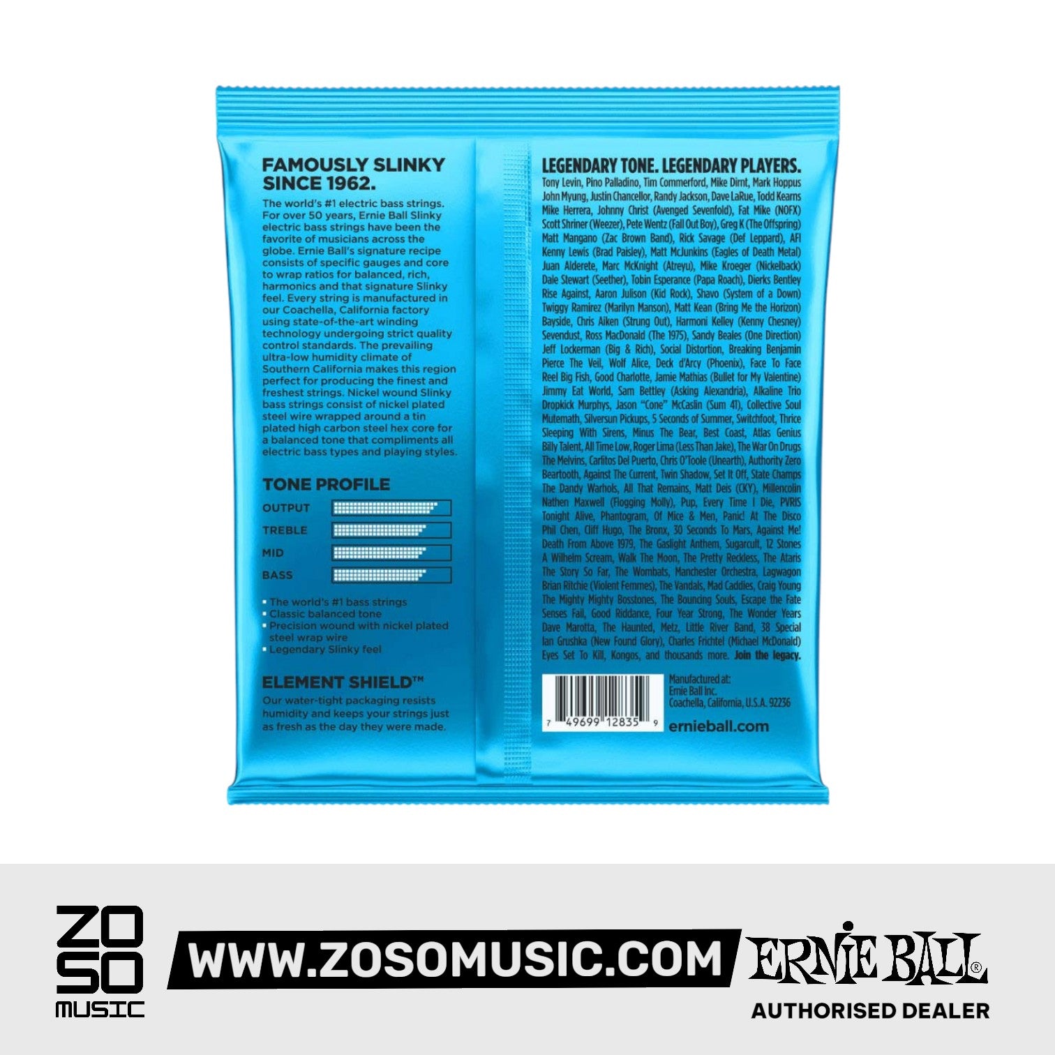 ERNIE BALL 2835 EXTRA SLINKY NICKEL WOUND ELECTRIC BASS STRING 40-95 | ERNIE BALL , Zoso Music