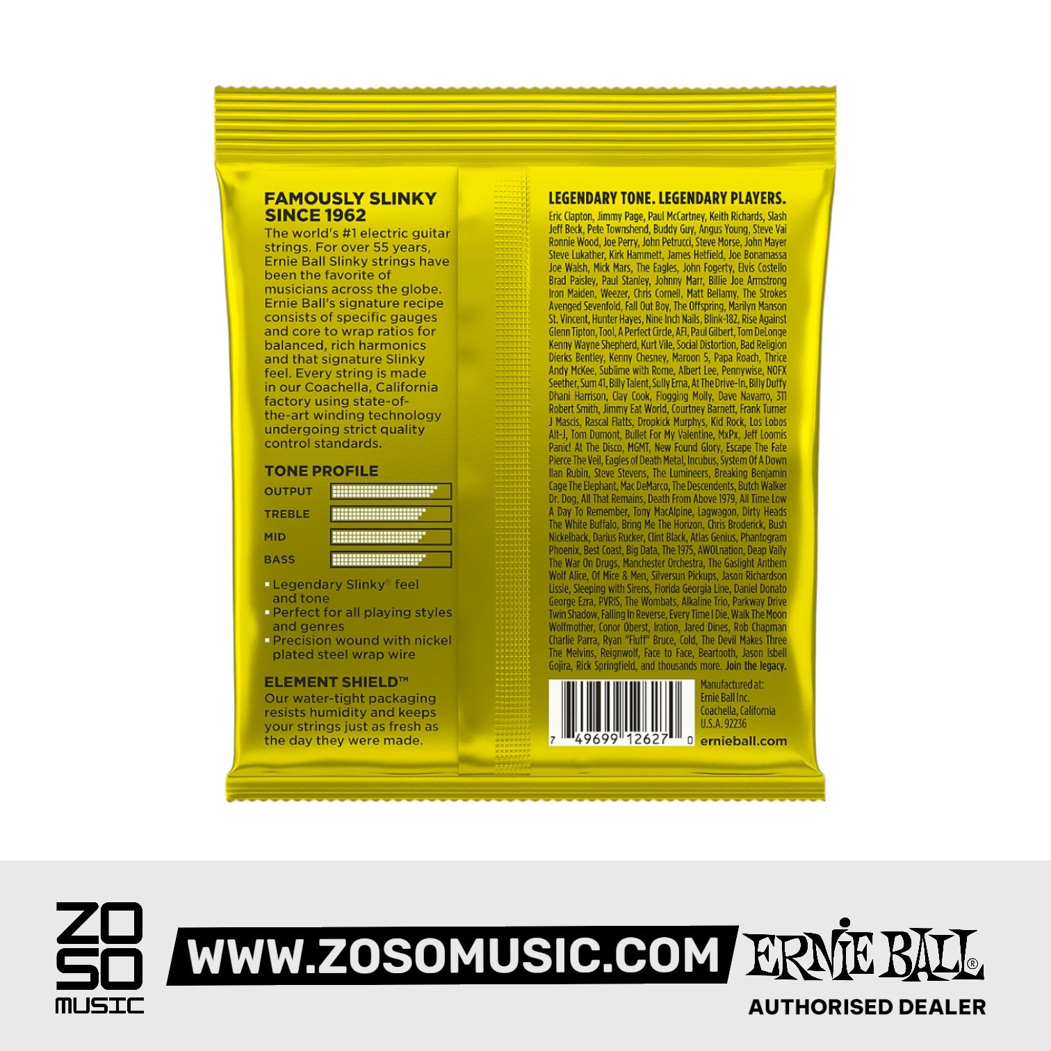 ERNIE BALL 2627 BEEFY SLINKY NICKEL WOUND ELECTRIC GUITAR STRING 11-54 | ERNIE BALL , Zoso Music