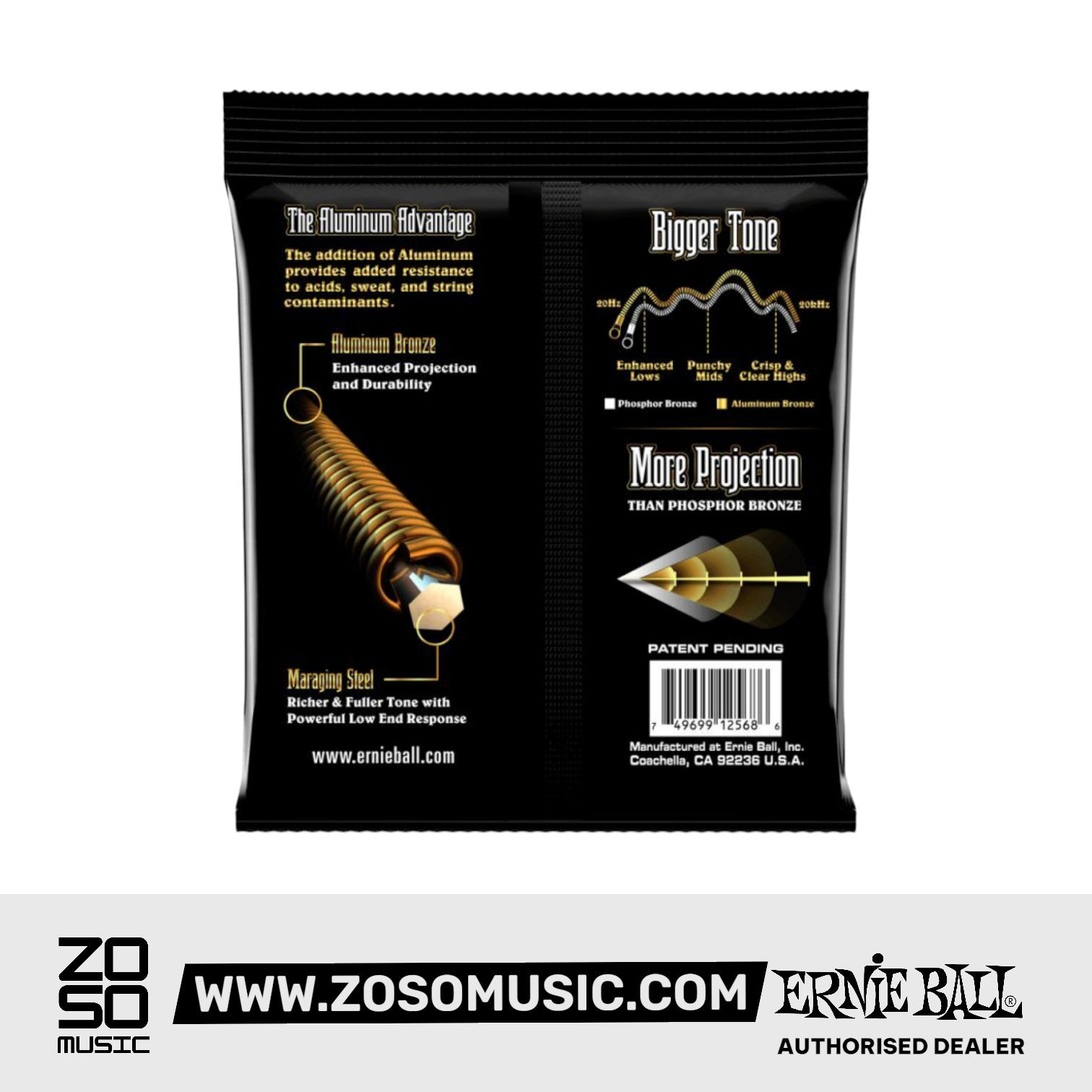 ERNIE BALL 2568 ALUMINIUM BRONZE ACOUSTIC GUITAR STRING 11-52 LIGHT | ERNIE BALL , Zoso Music