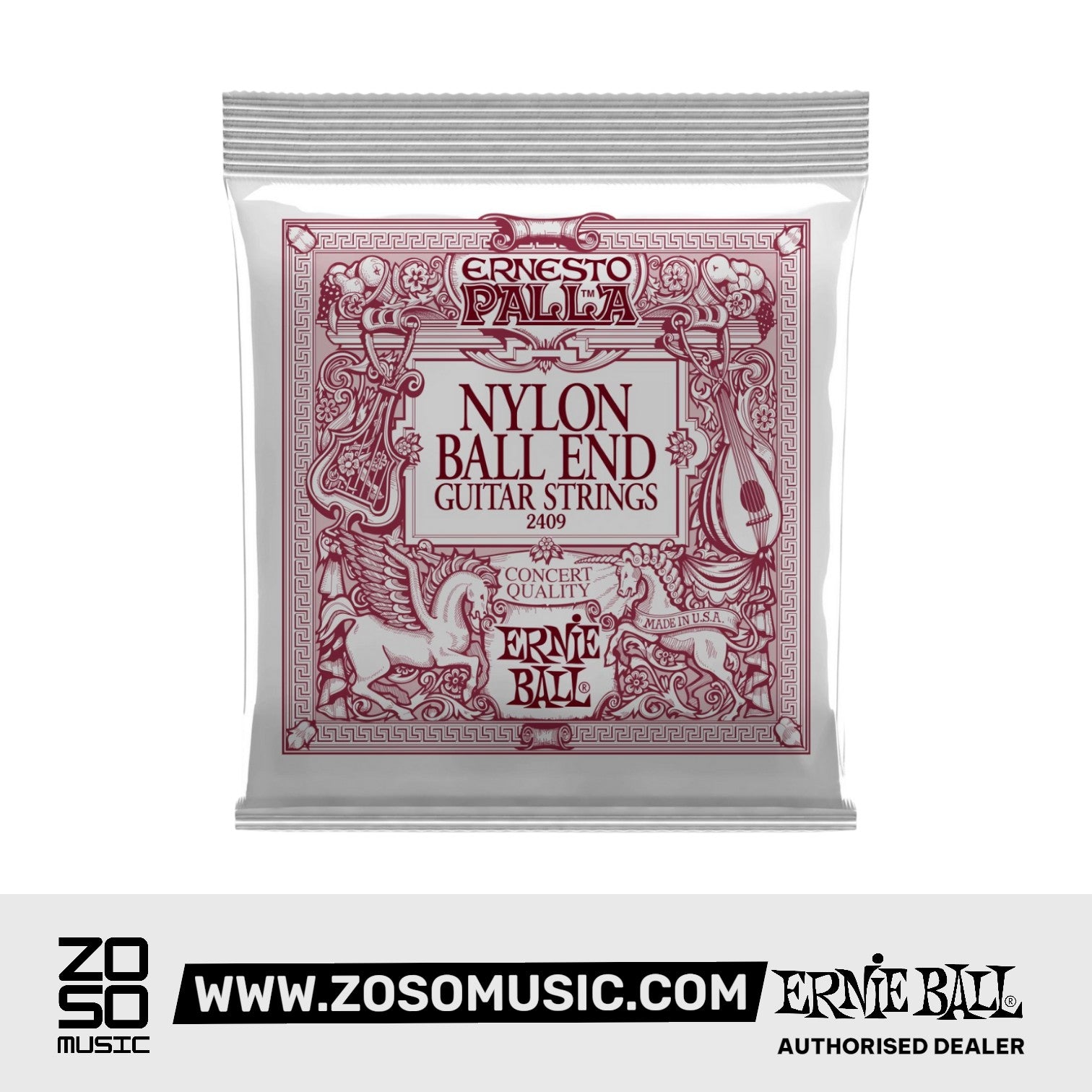 ERNIE BALL EB2409 ERNESTO PALLA BLACK NYLON GOLD BALL END CLASSICAL GUITAR STRINGS | ERNIE BALL , Zoso Music