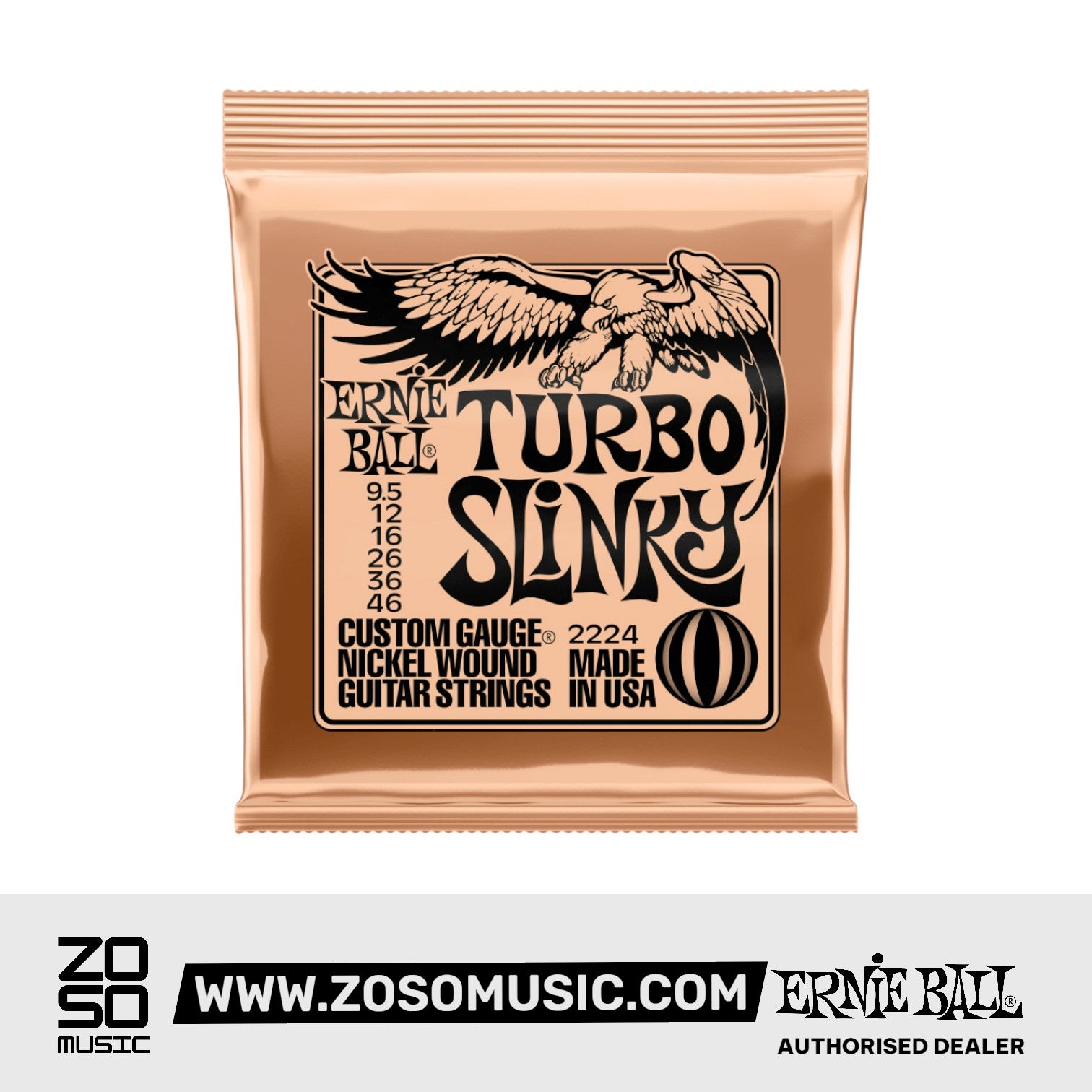 ERNIE BALL EB2224 ELECTRIC GUITAR STRING TURBO SLINKY 9.5-46 | ERNIE BALL , Zoso Music