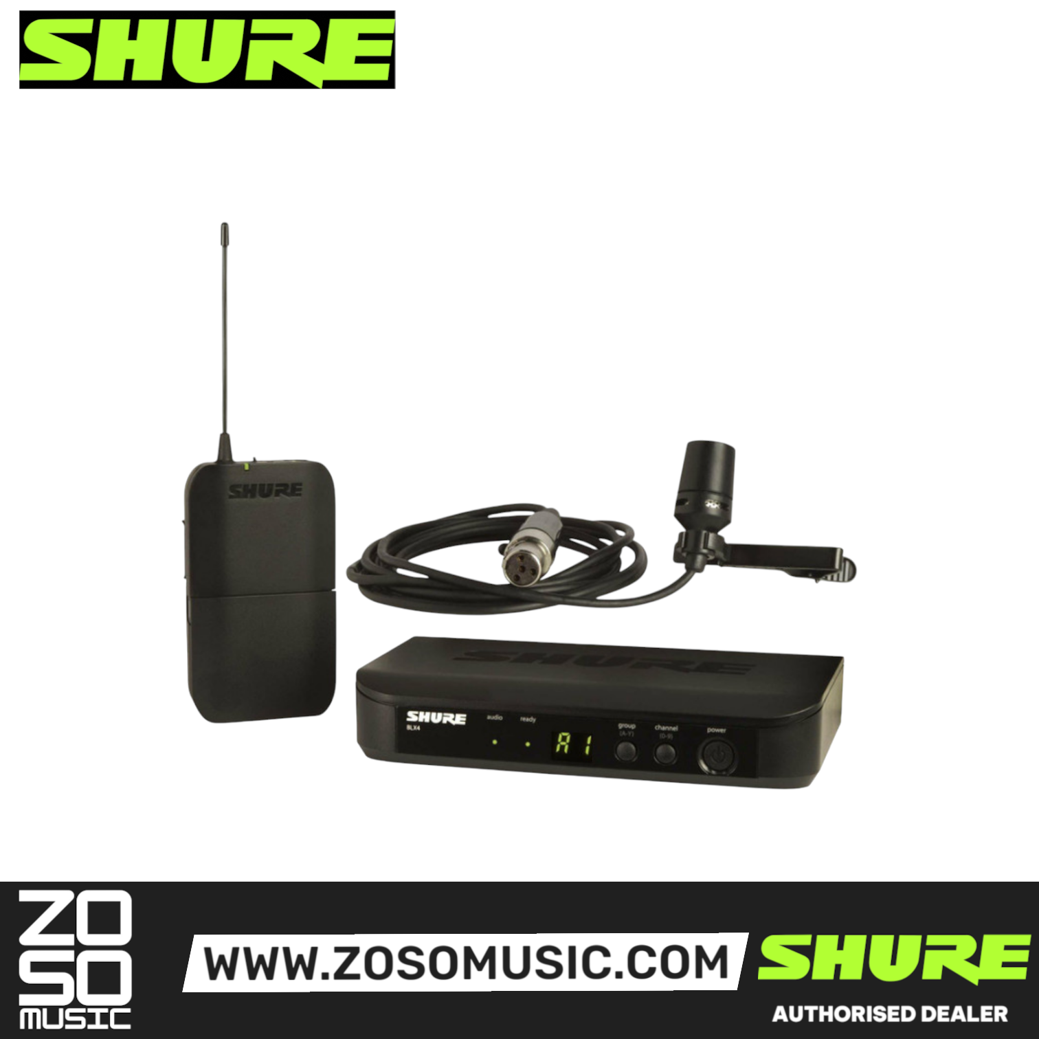 Shure BLX14/W85 Wireless Presenter System, BLX4 Receiver, BLX1 Bodypack Transmitter & WL185 Lavalier Microphone with Free Gator GM-1W Wireless Bag, SHURE, WIRELESS MICROPHONE SYSTEM, shure-wireless-microphone-system-blx14-w85, ZOSO MUSIC SDN BHD