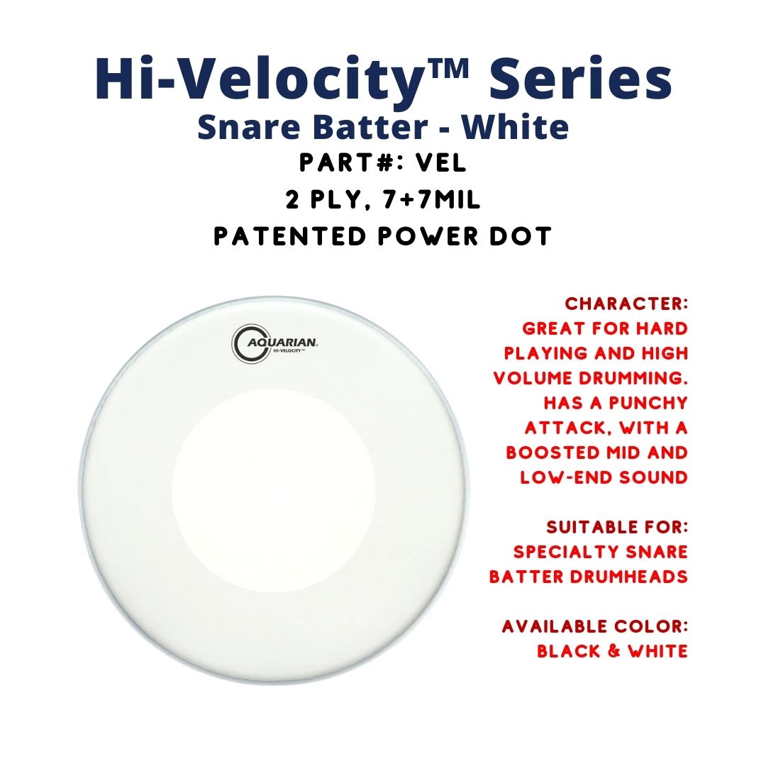Aquarian VEL Hi Velocity Texture Coated 2ply 7+7mil Snare Drum Head |  AQUARIAN |  DRUM HEAD |  Zoso Music