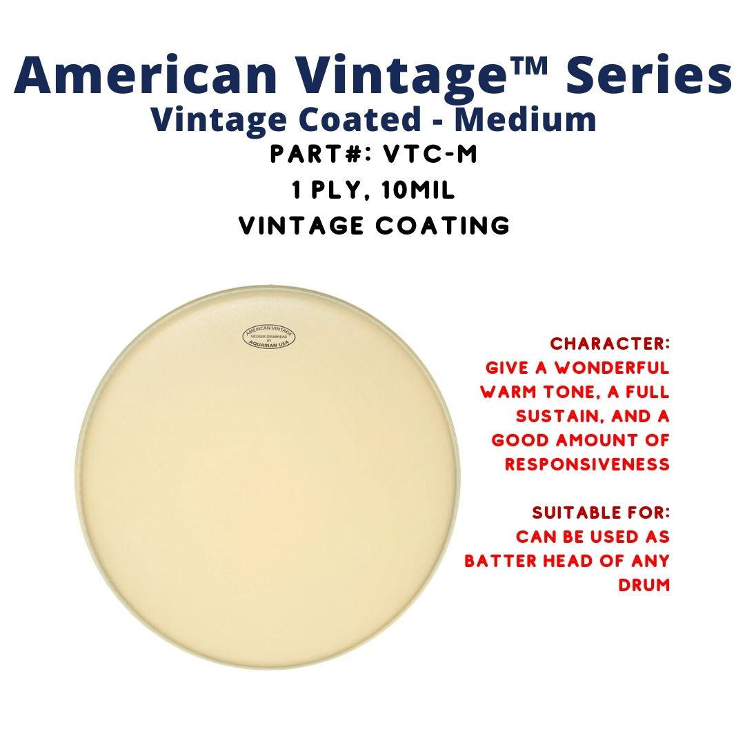 Aquarian VTC-M American Vintage Medium 1ply 7mil Snare Drum Head |  AQUARIAN |  DRUM HEAD |  Zoso Music