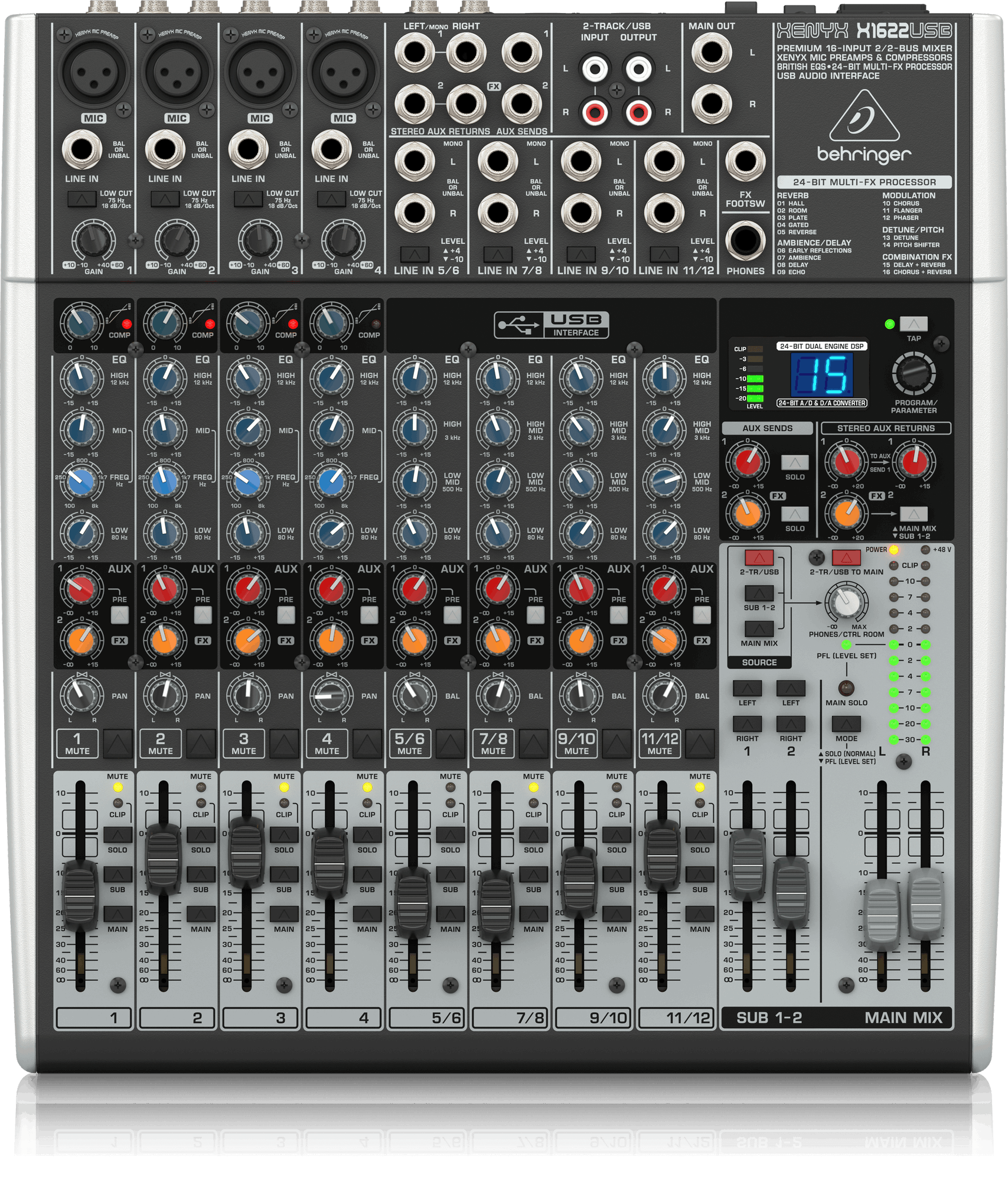 Behringer Xenyx X1622USB 12-channel Mixer with USB and Effects (Xenyx-X1622USB) | BEHRINGER , Zoso Music
