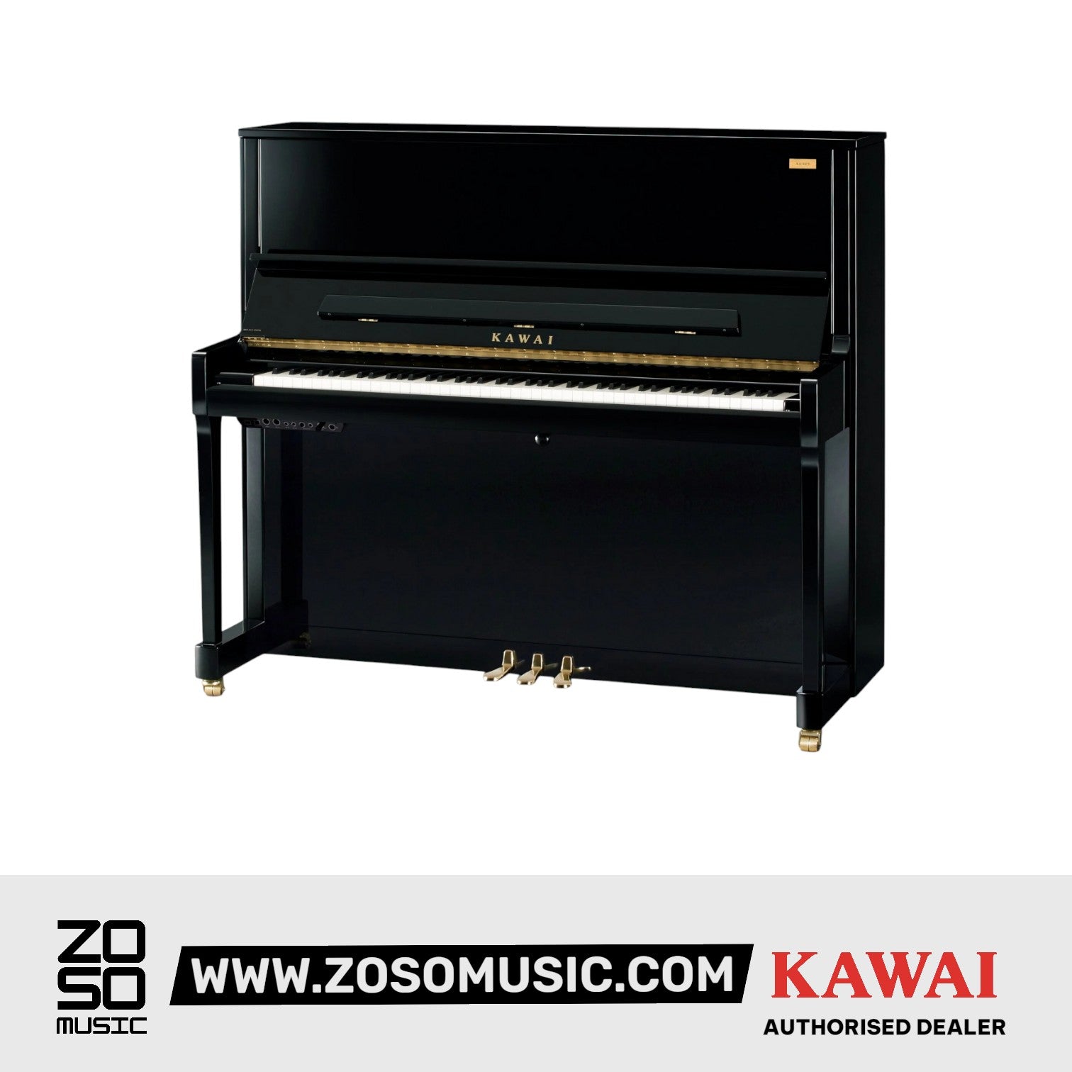 Kawai K600 [Made In Japan] AURES2 Hybrid Upright Piano (Height: 134 cm) - Ebony Polish |  KAWAI |  PIANO-UPRIGHT |  Zoso Music