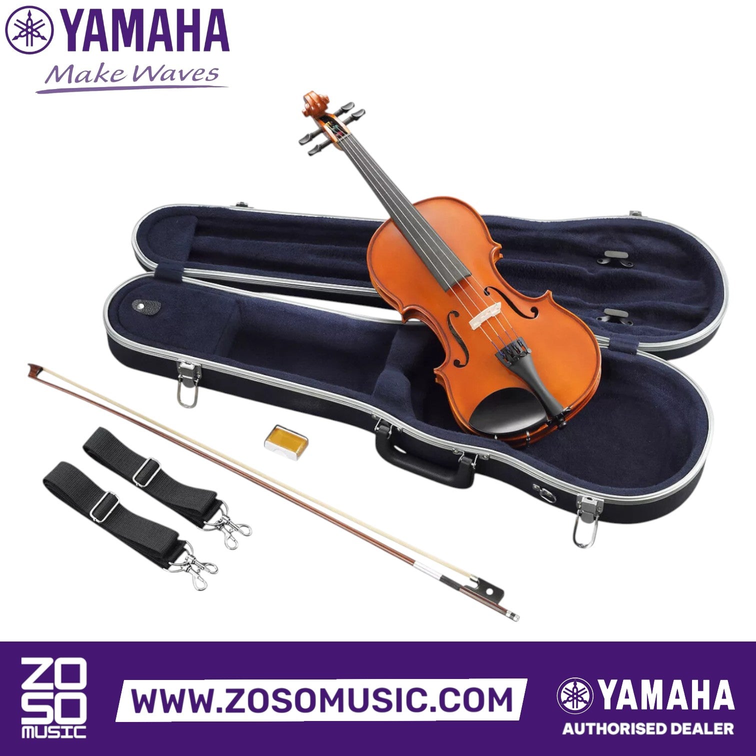 Yamaha V3SKA44 4/4 Size Beginner Acoustic Violin with Case for 12+ years old - Zoso Music