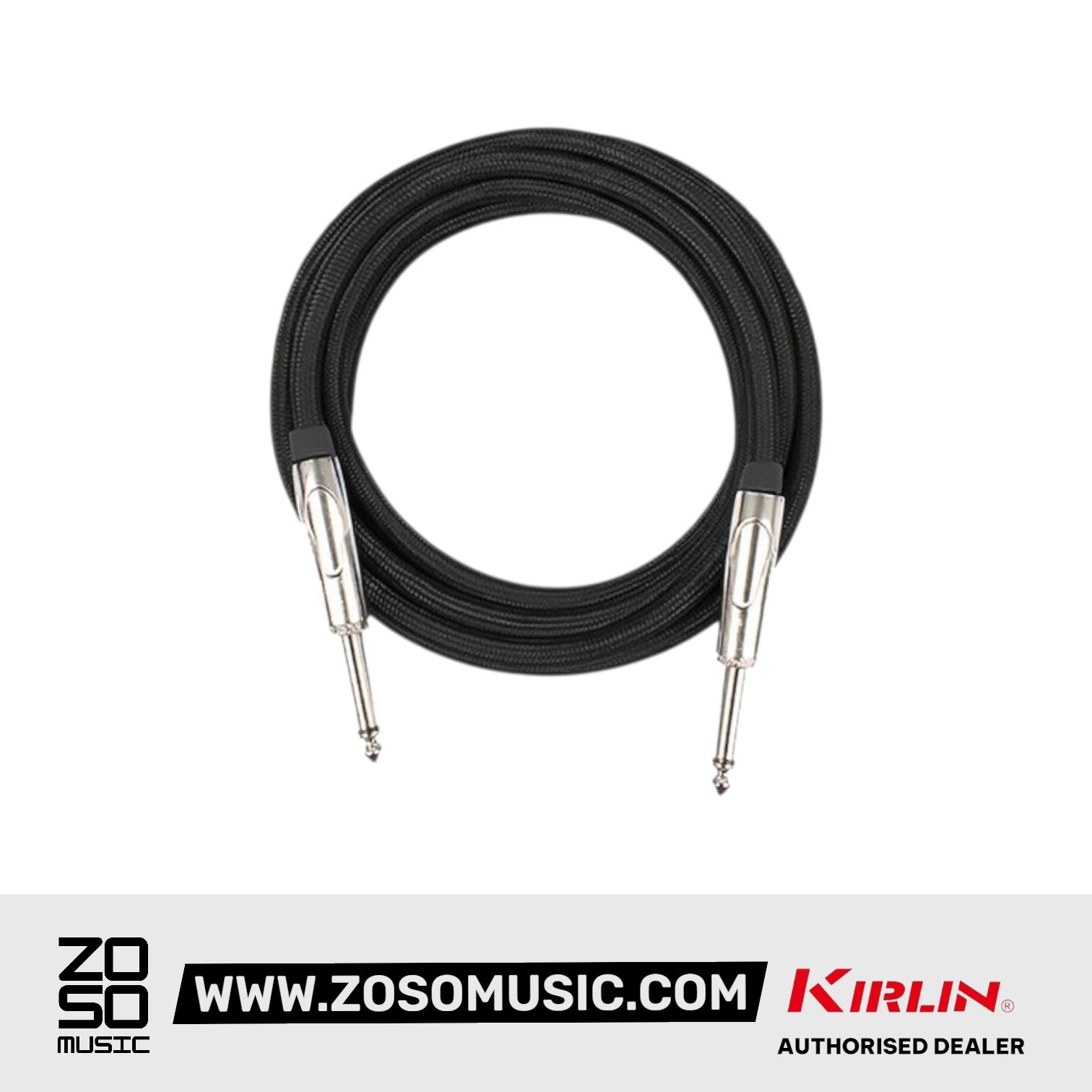 Kirlin IWCX-261PNQ 3 Meter 1/4 Metal Plug Woven Nylon Jacket Instrument Cable