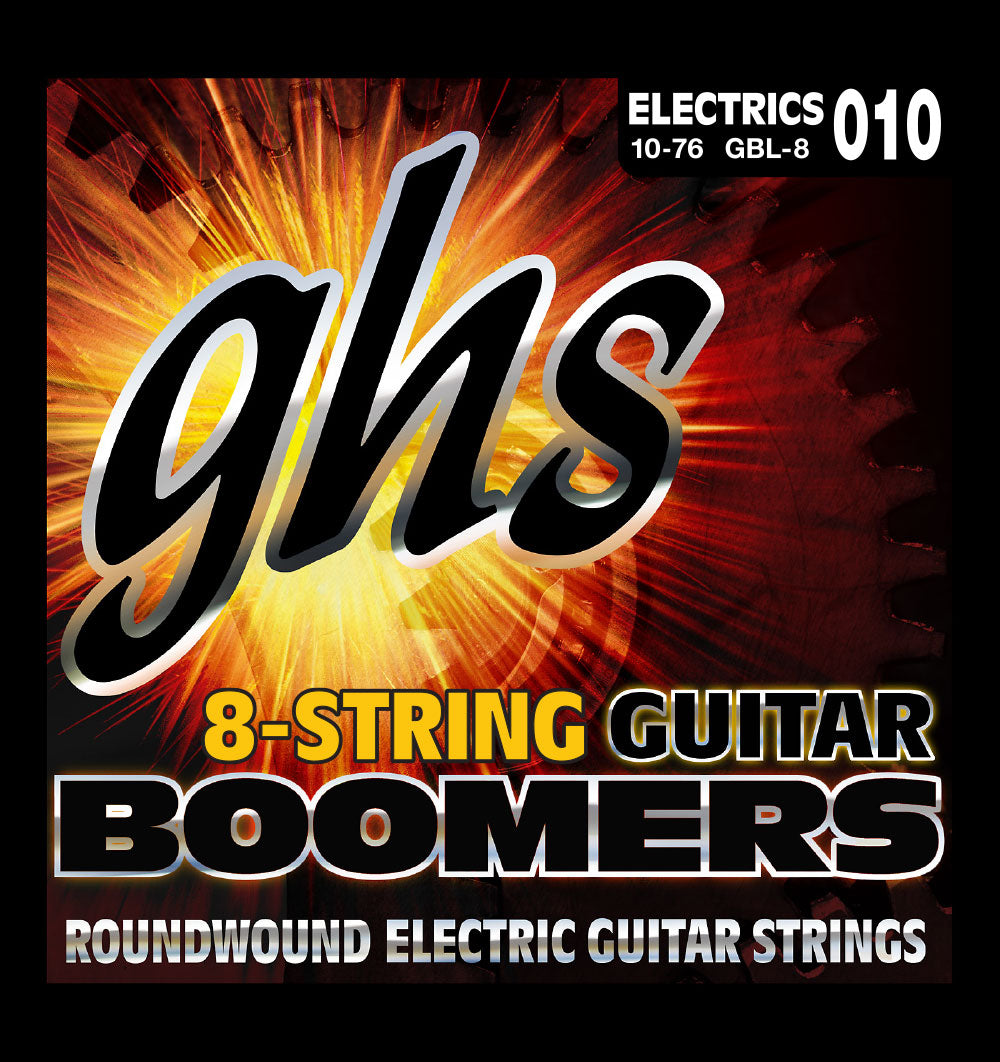 GHS GBL-8 Boomers 8 String Electric Guitar Strings - Light Gauge (010-076) |  GHS |  STRINGS-ELECTRIC GUITAR |  Zoso Music