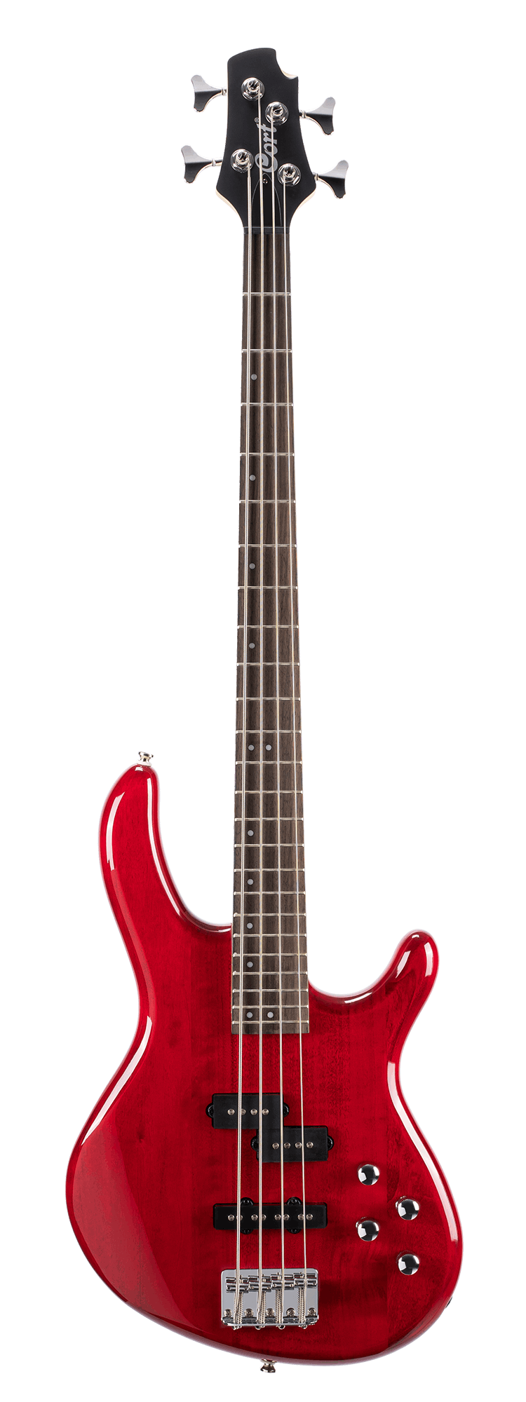 Cort Action Plus 4-String Electric Bass Guitar With Bag Trans Red