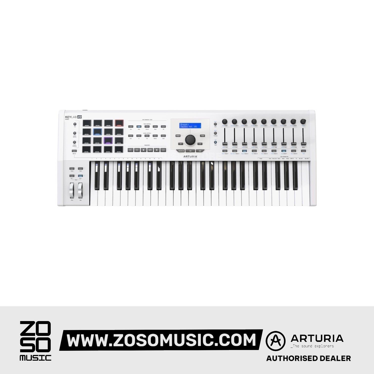 Arturia KeyLab mkII 49 Keyboard Controller, White |  ARTURIA |  KEYBOARD-MIDI CONTROLLER |  Zoso Music