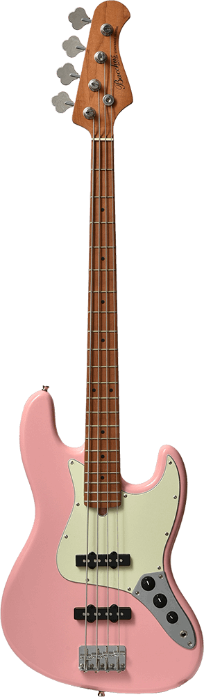 Bacchus BJB-1-RSM/M-SHL-PNK Universe Series Roasted Maple Electric Bass, Shell Pink With Bag