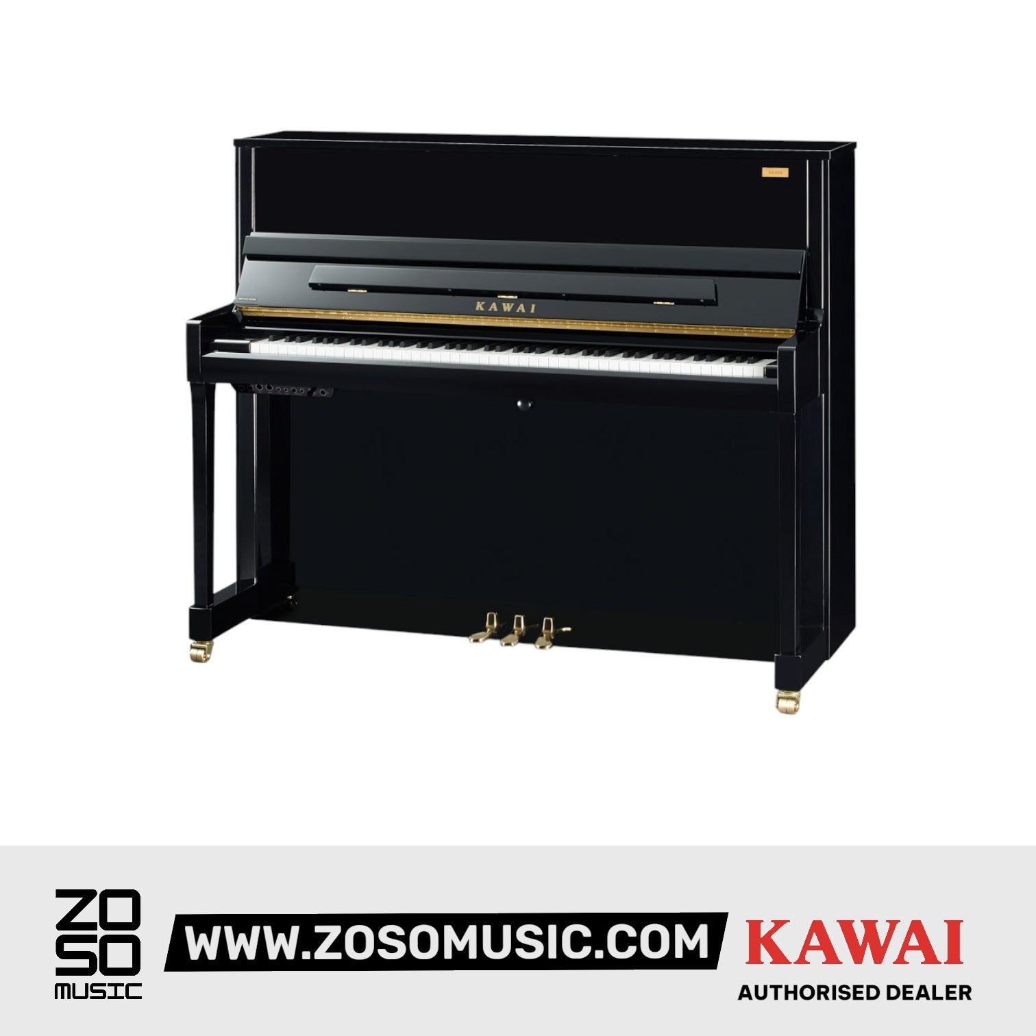 Kawai K300 AURES2 Hybrid Upright Piano (Height: 122 cm) - Ebony Polish |  KAWAI |  PIANO-UPRIGHT |  Zoso Music