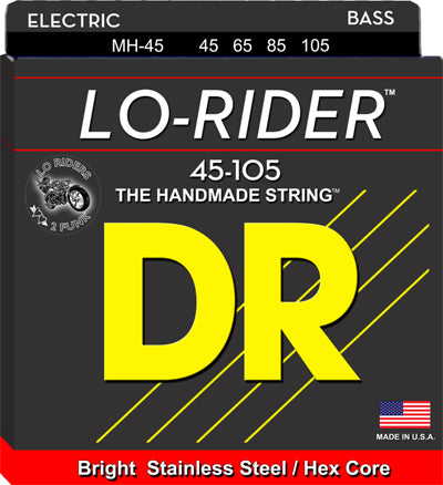 DR Strings MH-45 LO-RIDER Stainless Steel Bass Strings | 4-String Medium (045 - 105)