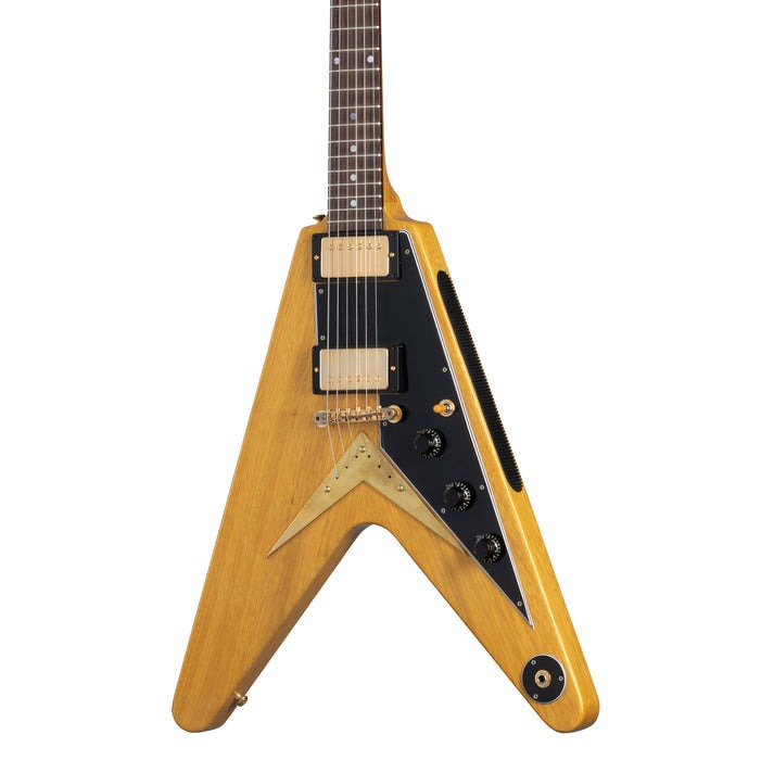 Gibson 1958 Korina Flying V Black Pickguard Electric Guitar, Natural (58KFVBLKVOGH1) |  GIBSON |  ELECTRIC GUITAR |  Zoso Music