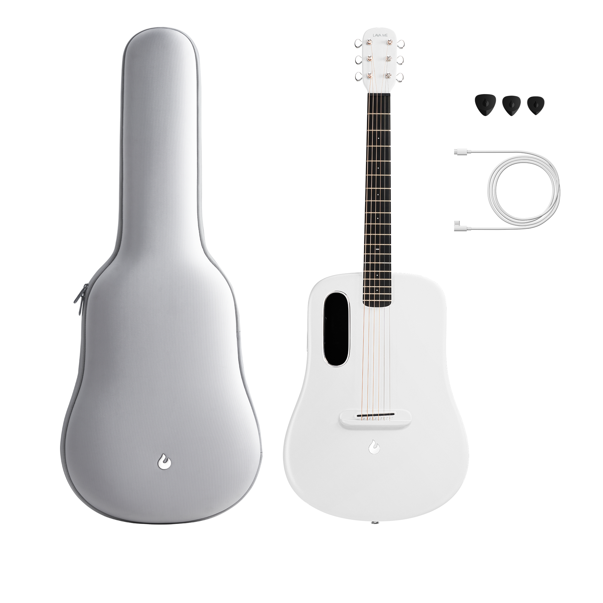 Lava Me 3 38inch Carbon Fiber Smart Guitar with Space Bag - White