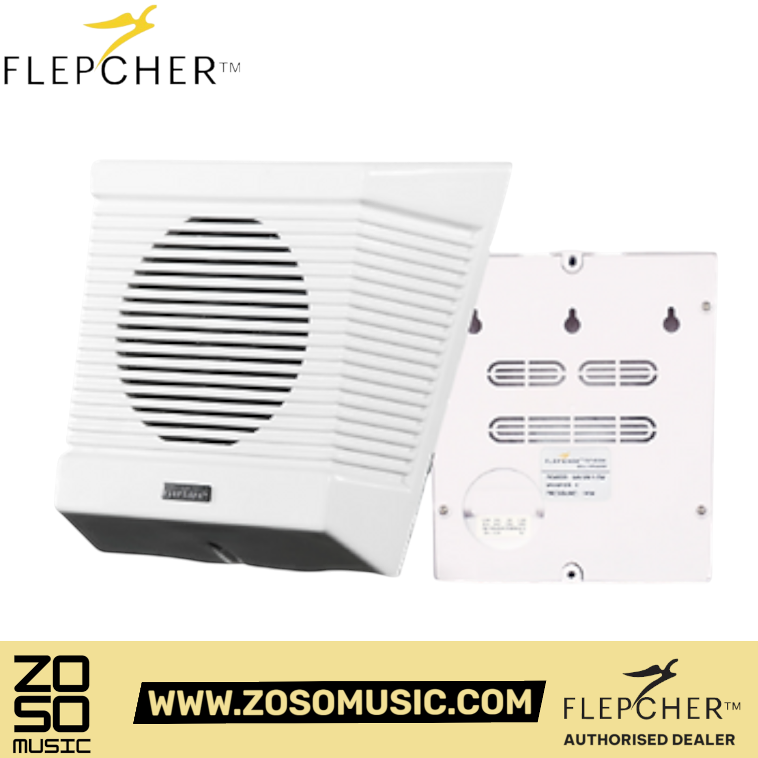 Zoso Music Flepcher BS-506 white ABS box speaker with power tap controller for commercial audio installations