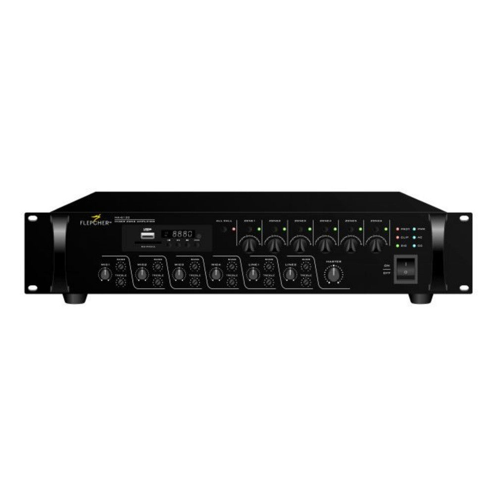 Flepcher 120W 6 Zones Mixer amplifier with MP3/Tuner/Bluetooth & Euro Block Connector | Zoso Music Sdn Bhd