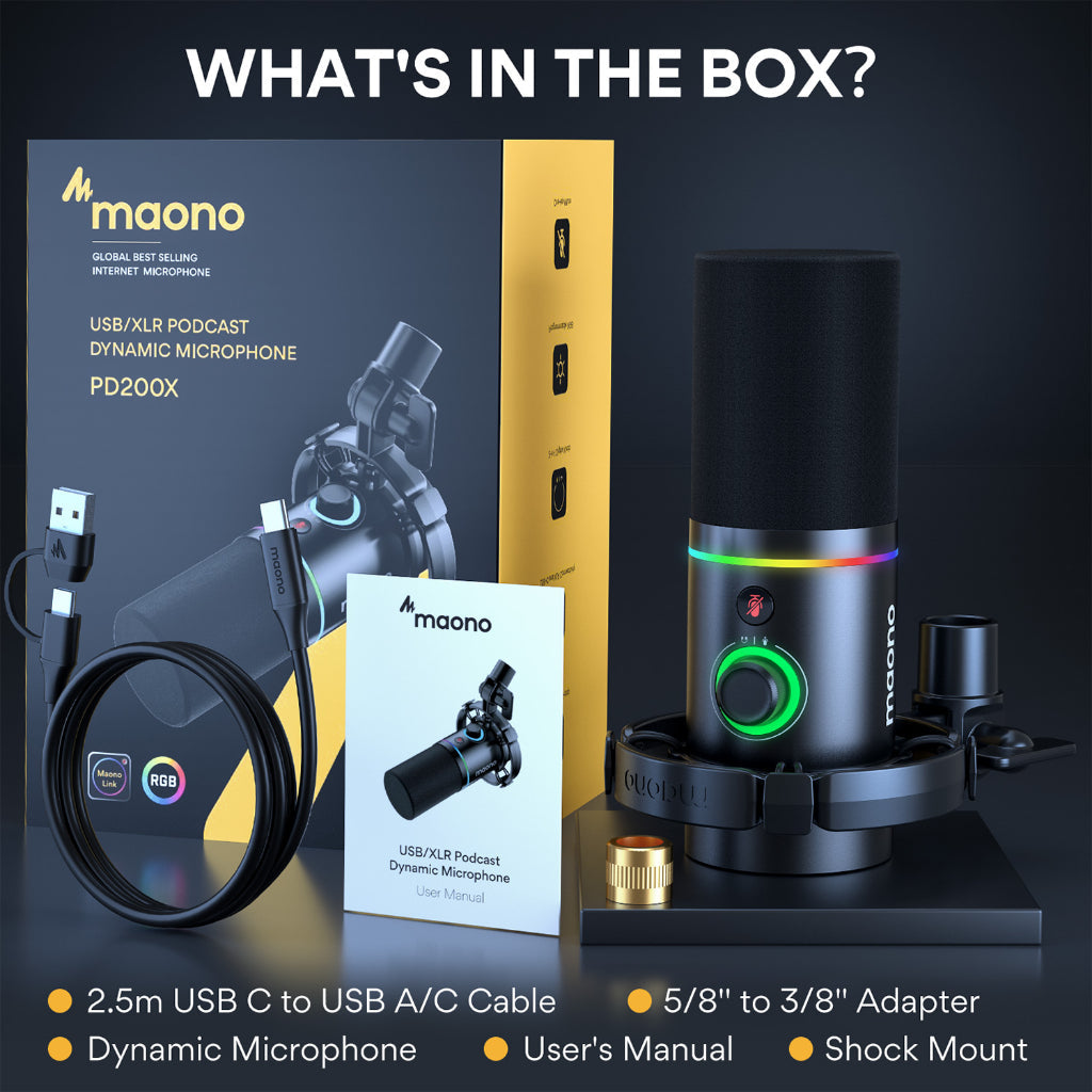 Maono PD200X Podcast Dynamic Microphone USB/XLR Dual Mode |  MAONO |  MICROPHONE |  Zoso Music