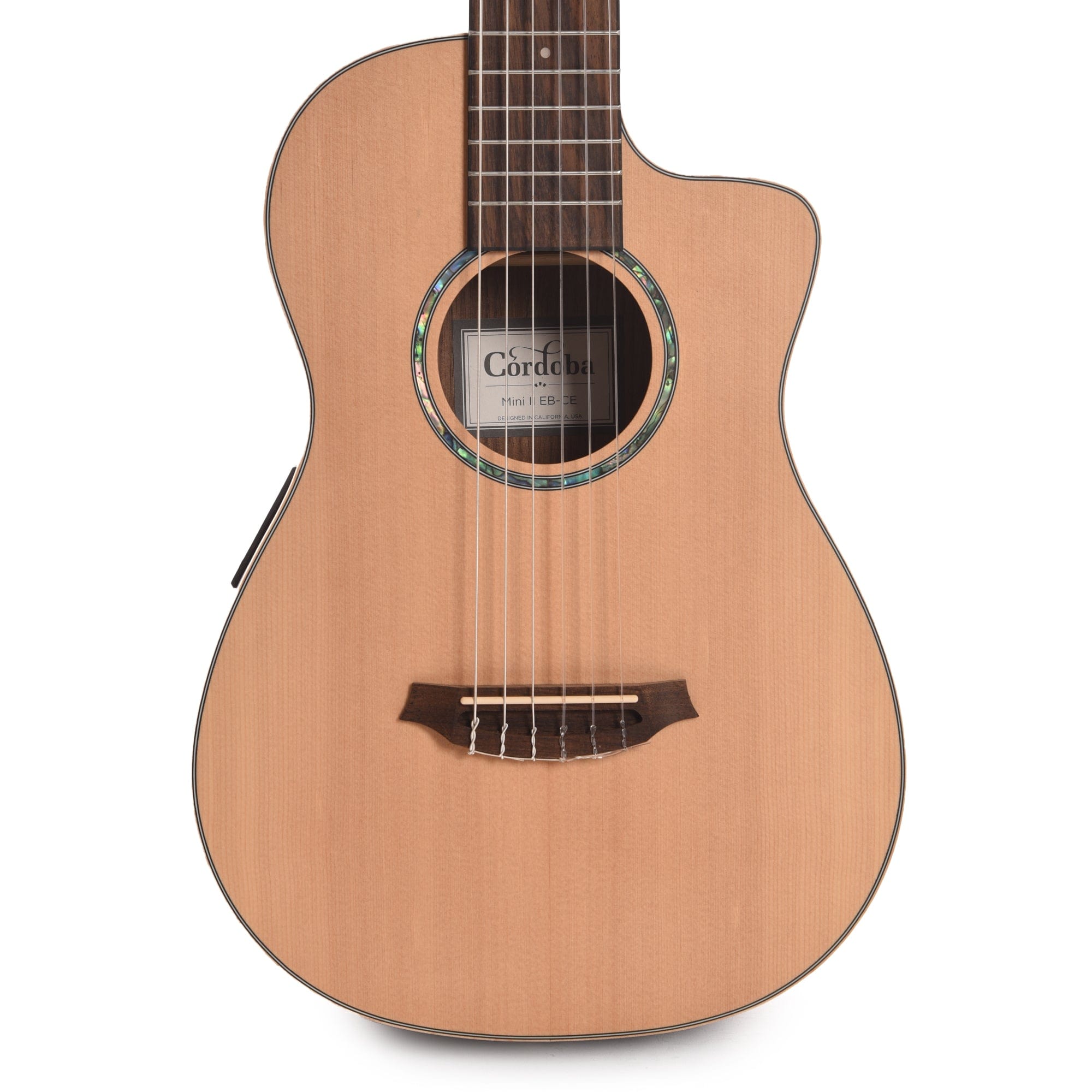 Cordoba Mini II EB-CE Classical Guitar - Solid Spruce Top, Striped Ebony Back & Sides